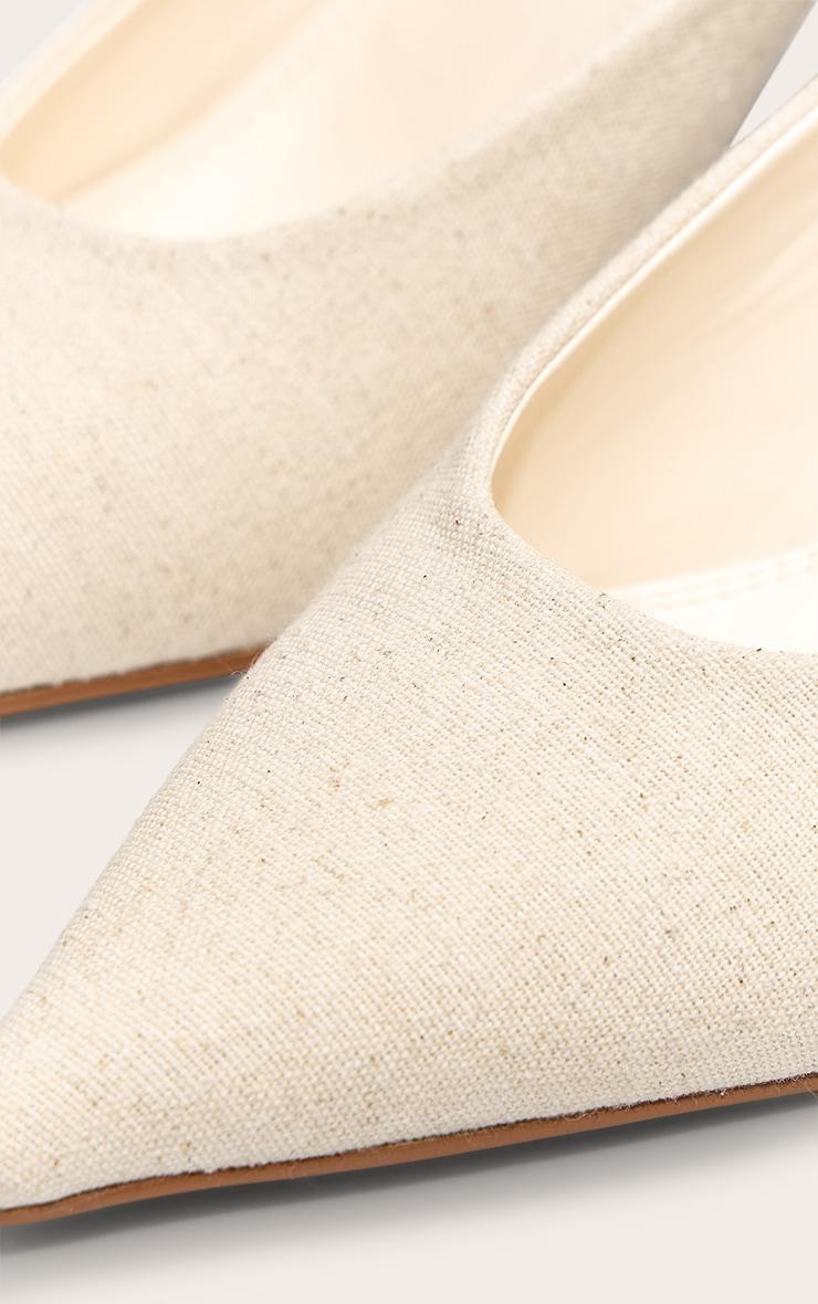 Natural Woven Point Toe Mid Stiletto Heeled Court Mules Product Image