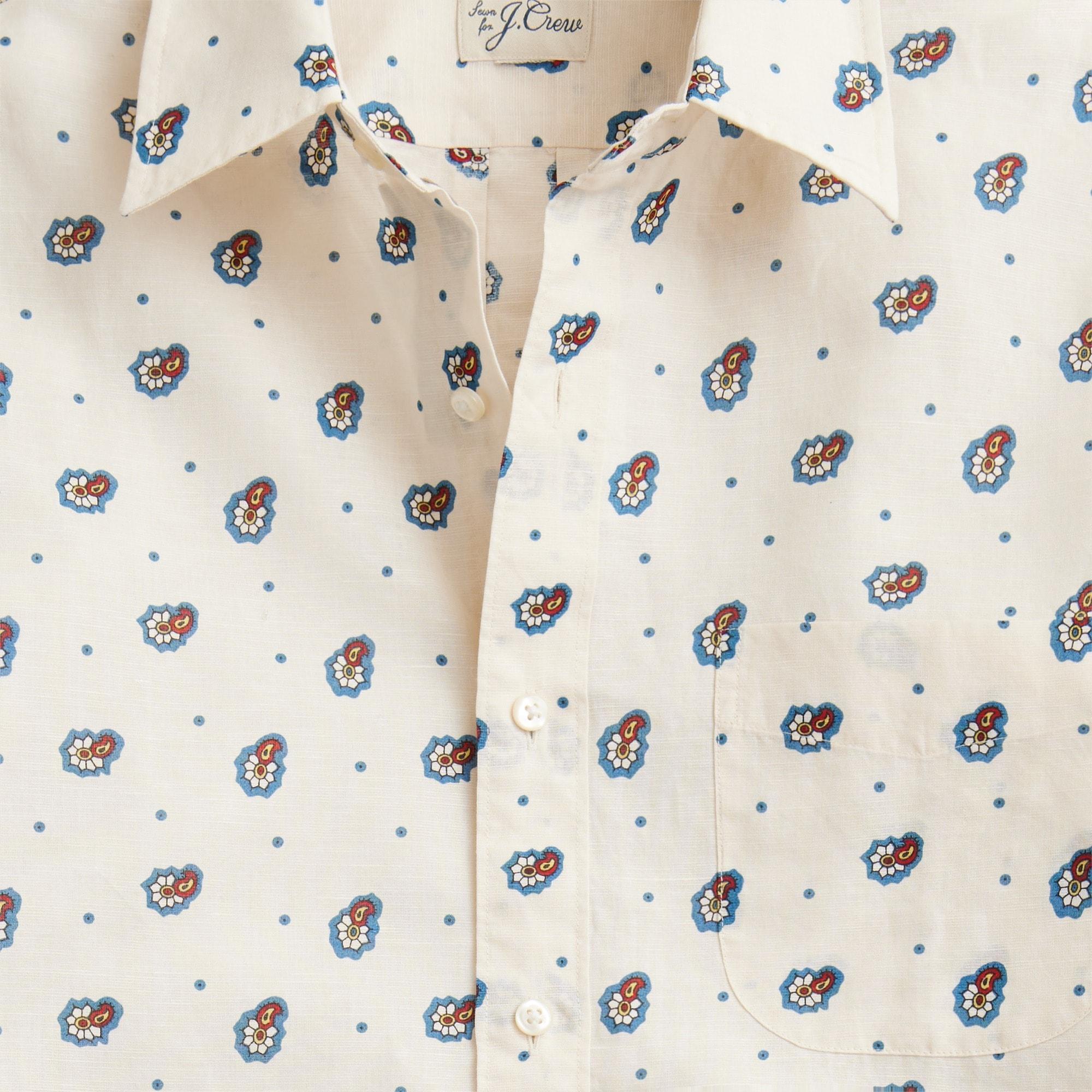 Short-sleeve cotton-linen blend shirt in print Product Image