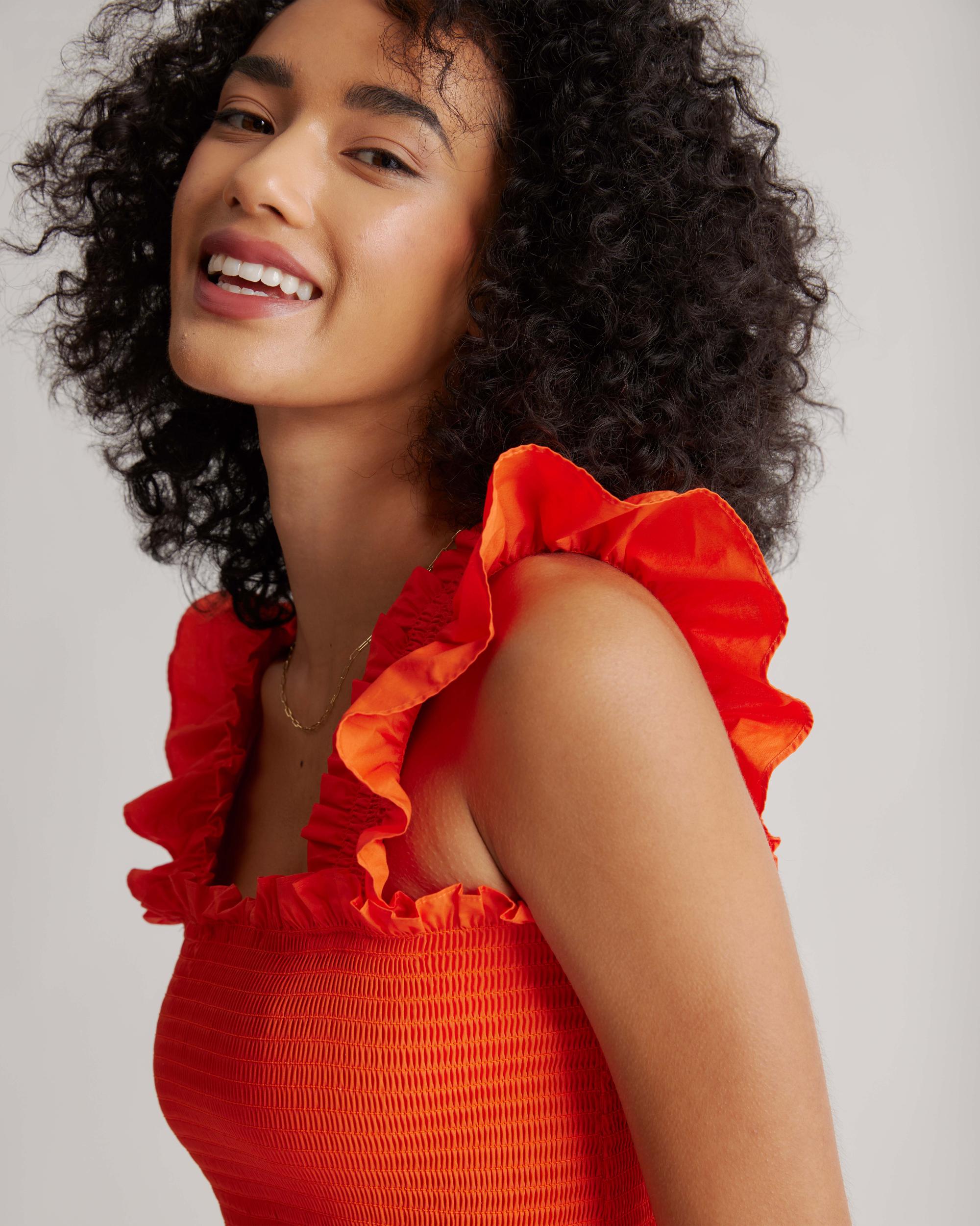 Quince | Women's Poplin Smocked Midi Dress Organic Cotton Product Image