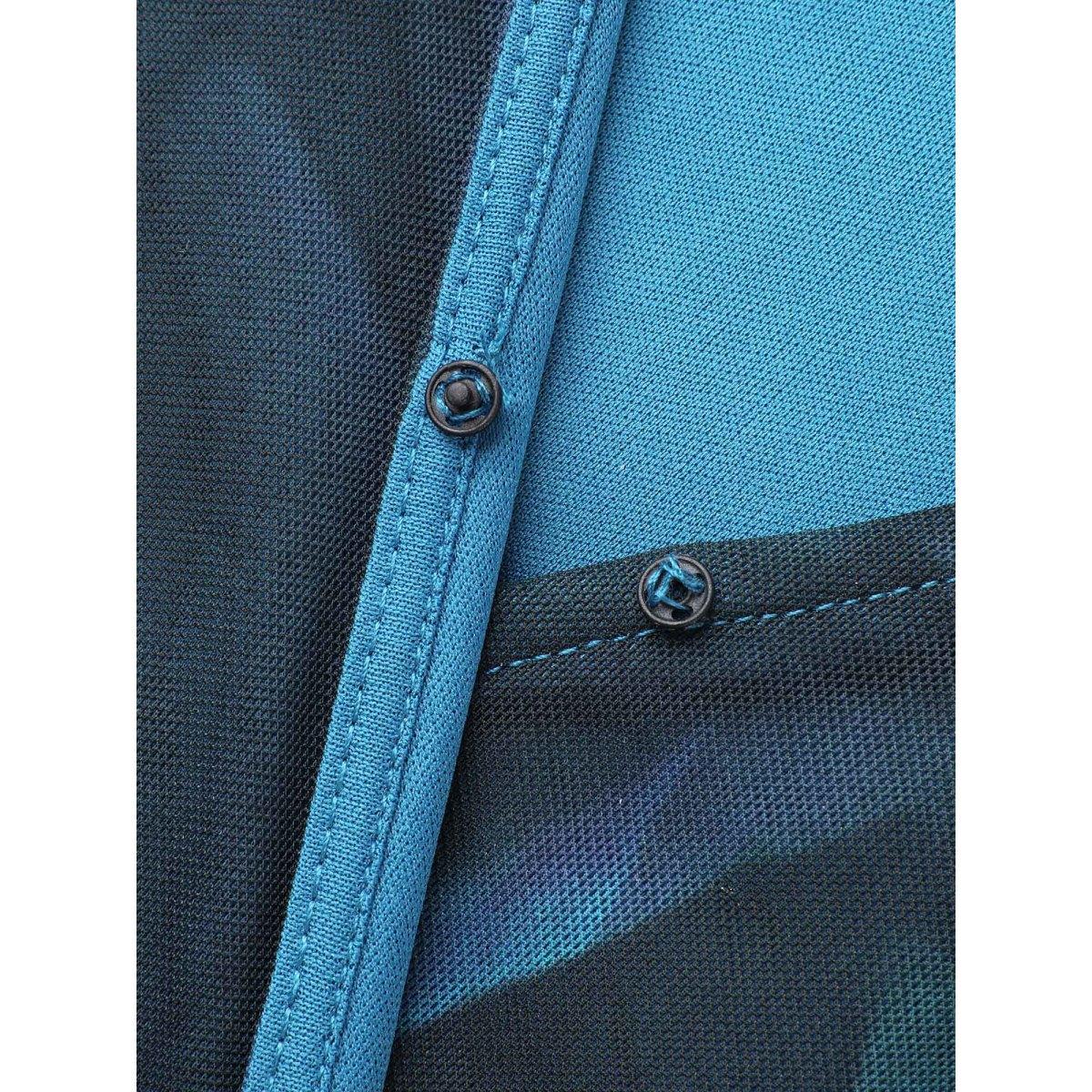 Plus Size Floral Fusion Wrap Neck Midi Dress Mediumblue Women Elegant Gathered Overlap Collar Short sleeve Curvy BloomChic 26/4X Product Image