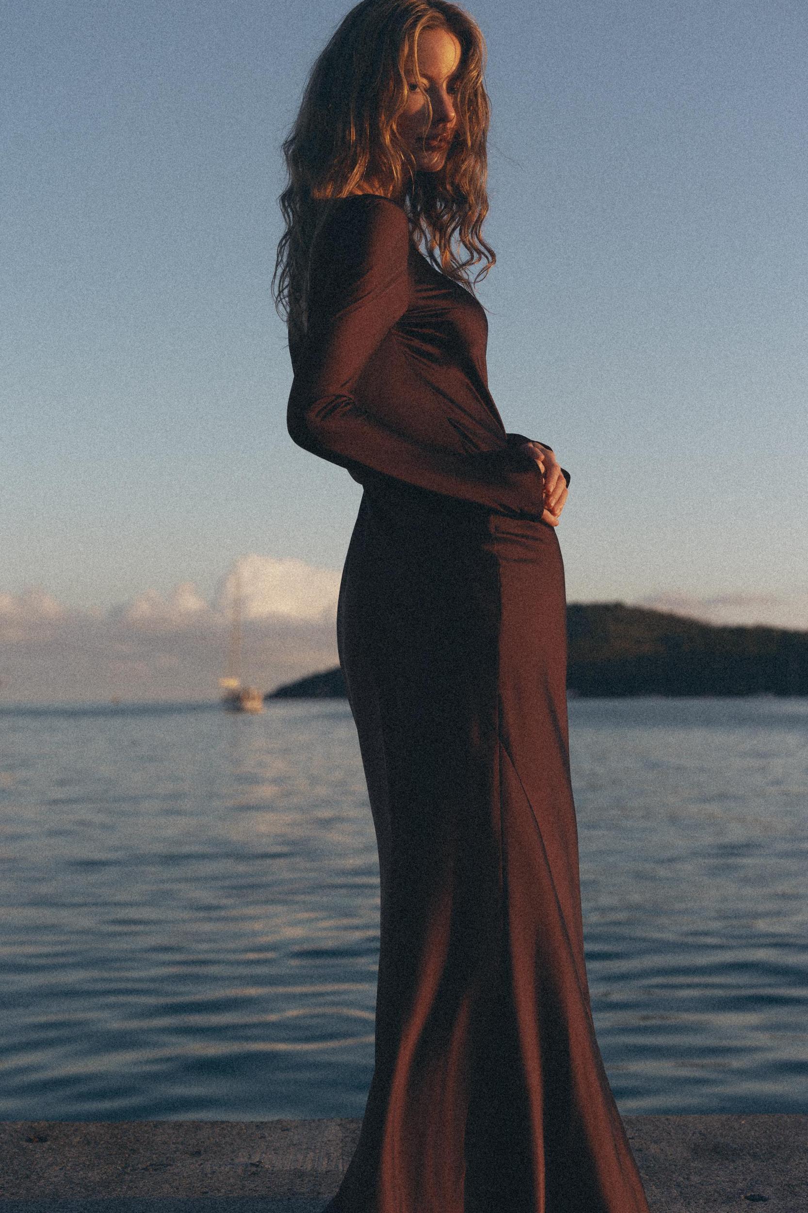 SATIN EFFECT MIDI DRESS Product Image