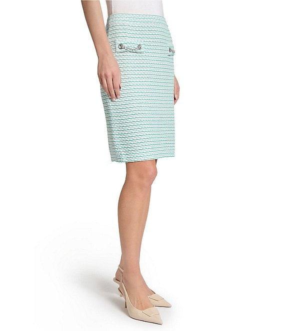 Ming Wang x Tanya Foster Textured Stitch Knit Chain Trim Pull-On Skirt Product Image