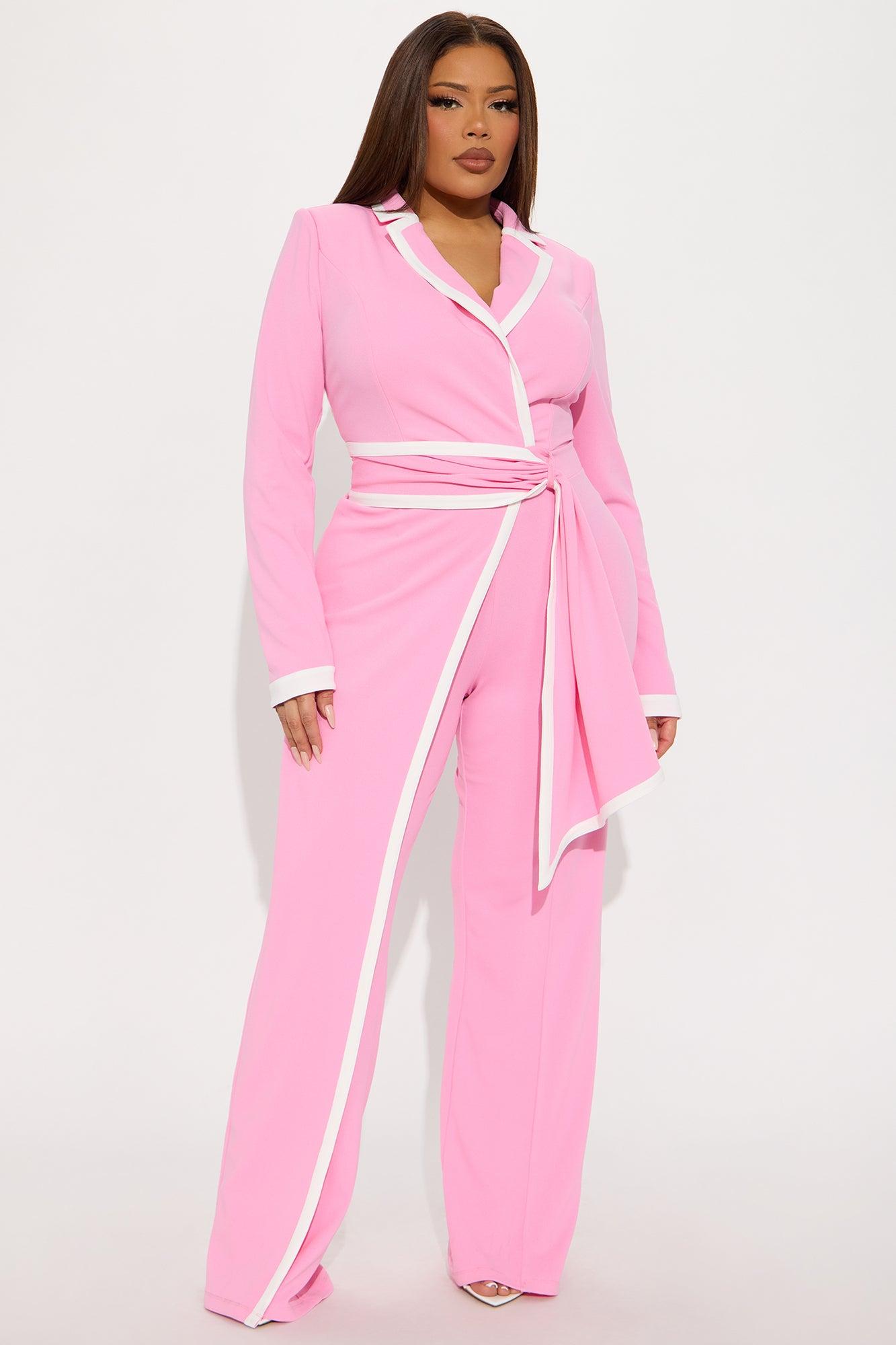 True Boss Long Sleeve Jumpsuit - Pink Product Image