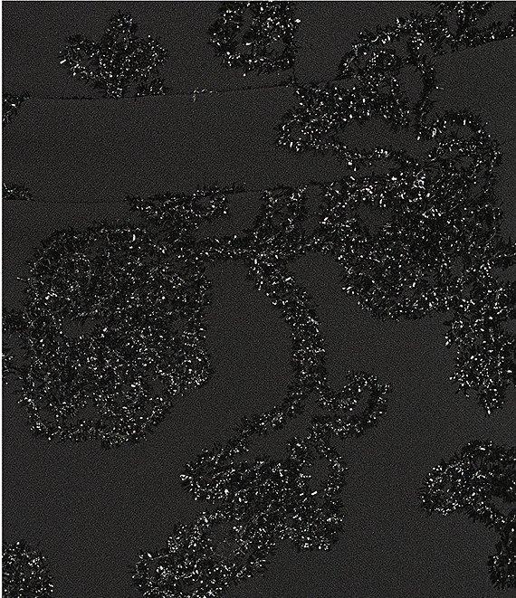 Honey and Rosie Plus Size Scuba Crepe Embroidered Deep V-Neck Scalloped Lace Back Fit And Flare Dress Product Image