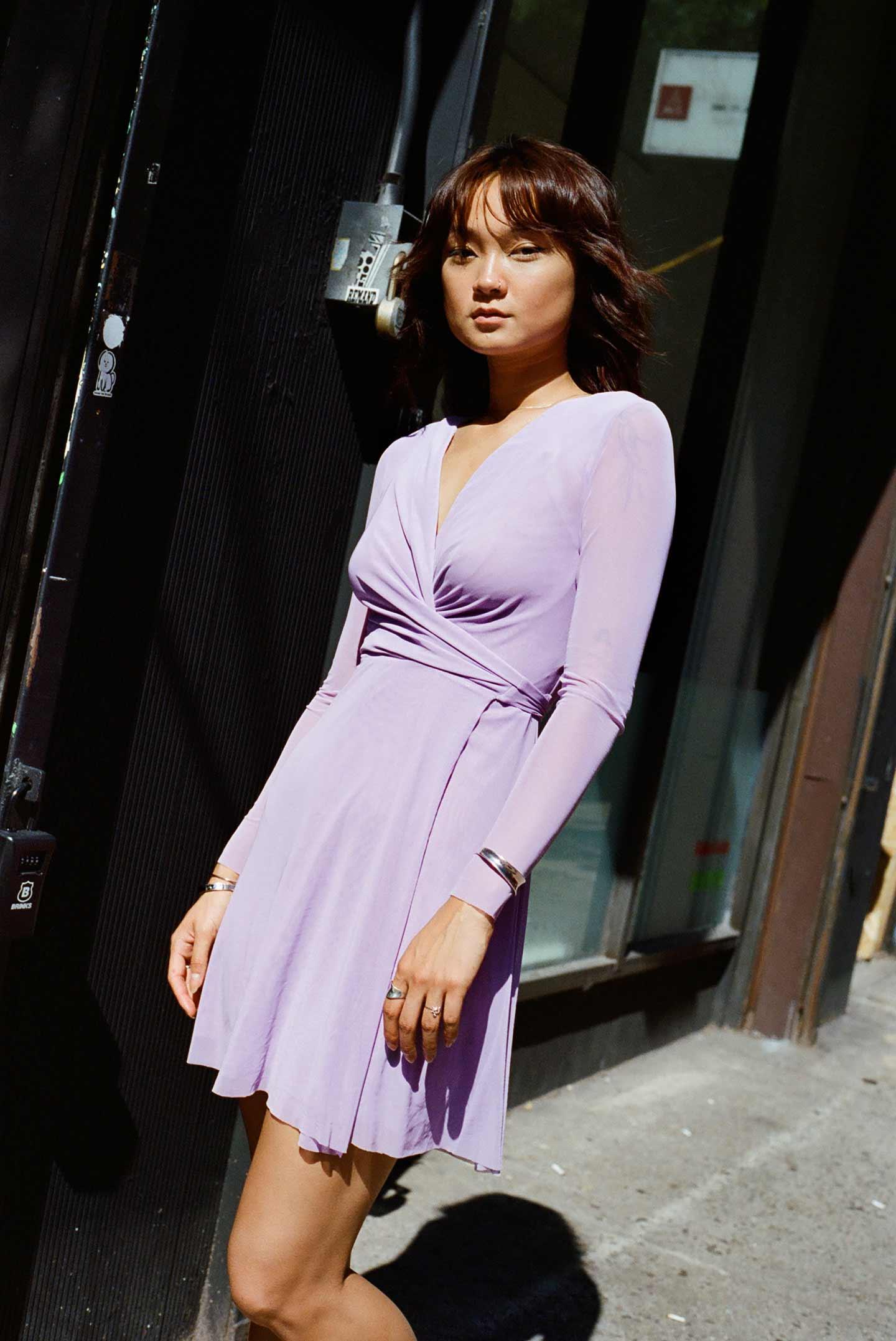 Nia Mini Wrap Dress - Lavender Haze Product Image