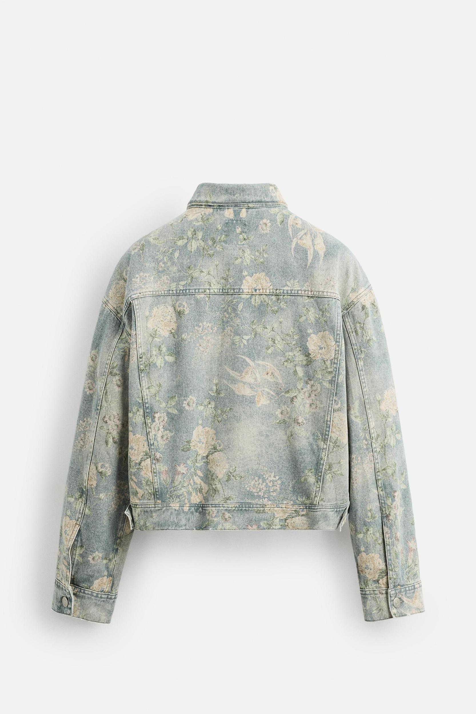 FLORAL PRINT DENIM JACKET Product Image