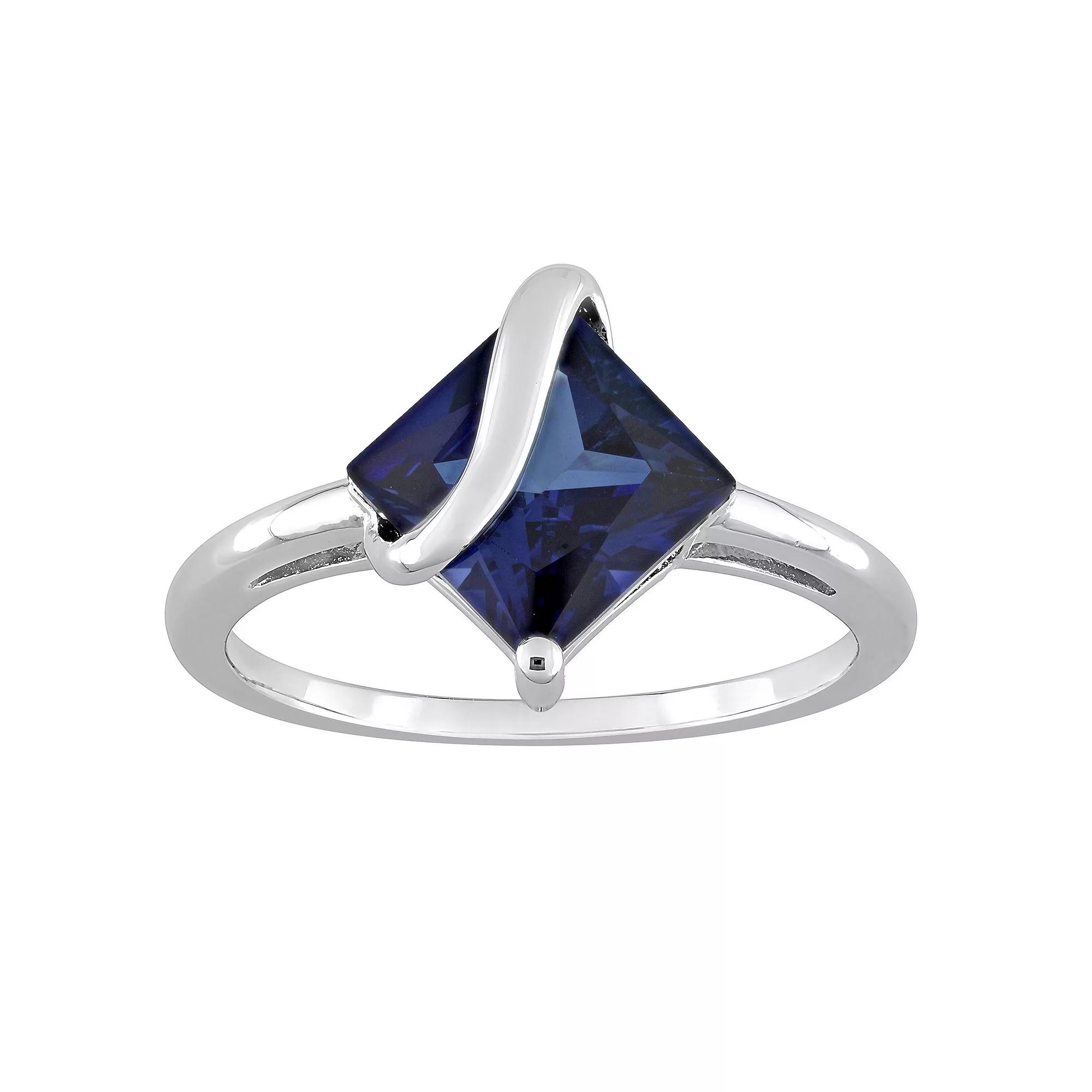 Stella Grace Sterling Silver Lab-Created Blue Sapphire Square Ring, Women's, Size: 6 Product Image