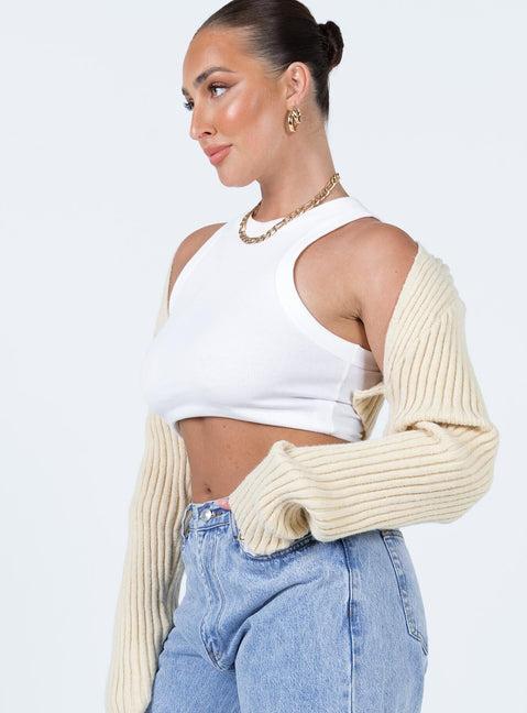 Aytan Bolero Sweater Beige Product Image