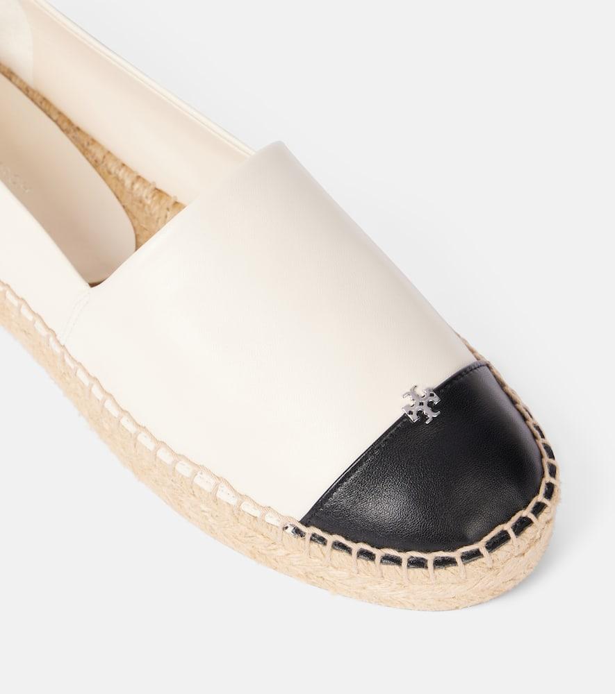 TORY BURCH White Espadrilles With Metallic Logo On The Front And Ankle Strap In Leather Woman Product Image