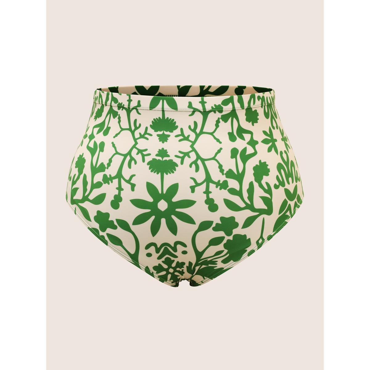 Plus Size Boho Print Overlap Collar Gathered Swim Dress Women's Swimwear Truegreen Beach Bodycon Overlap Collar High stretch Curve Swim Dresses BloomChic 12/L Product Image