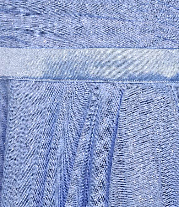 Pear Culture Strapless Lace-Up Back Asymmetrical Mesh Dress Product Image