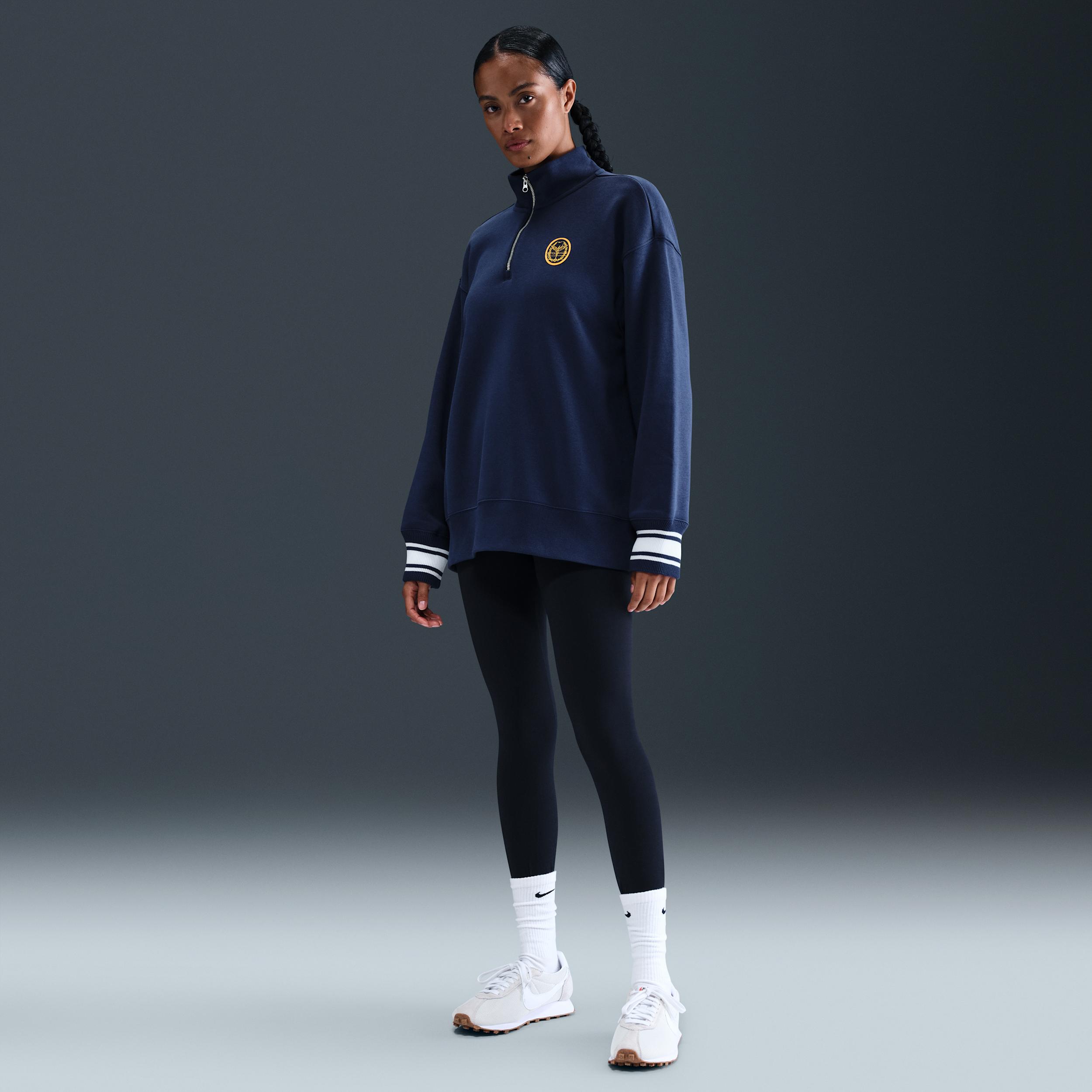 Womens Nike Sportswear Phoenix Fleece Oversized 1/4-Zip Long Sweatshirt | IH7804-410 Product Image