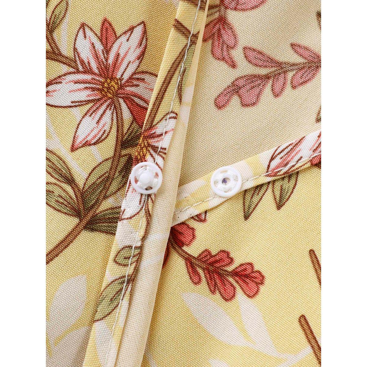 Plus Size Large Flower Print Pockets Surplice Midi Dress Lightyellow Women Overlap Collar Half Sleeve Curvy BloomChic 22-24/3X Product Image