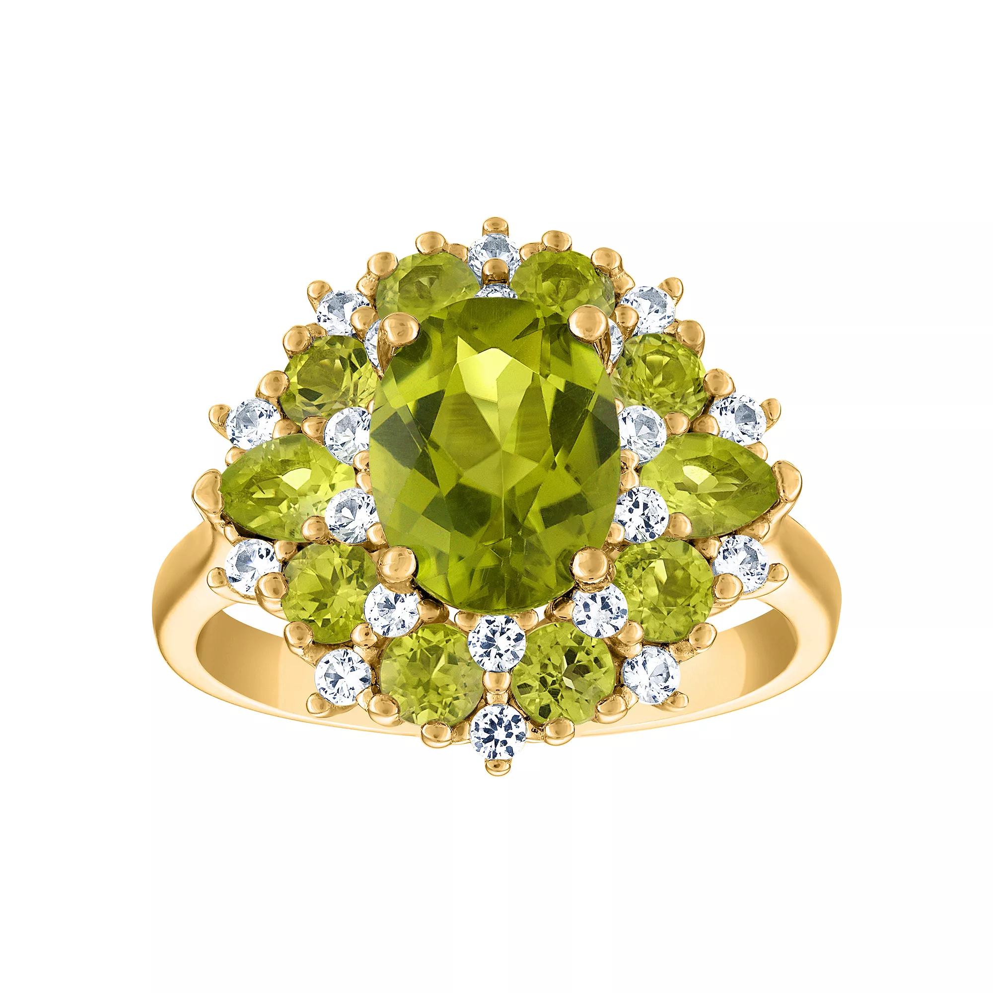 Designs by Gioelli 14k Gold Over Silver Peridot Ring, Womens Gold Tone Product Image