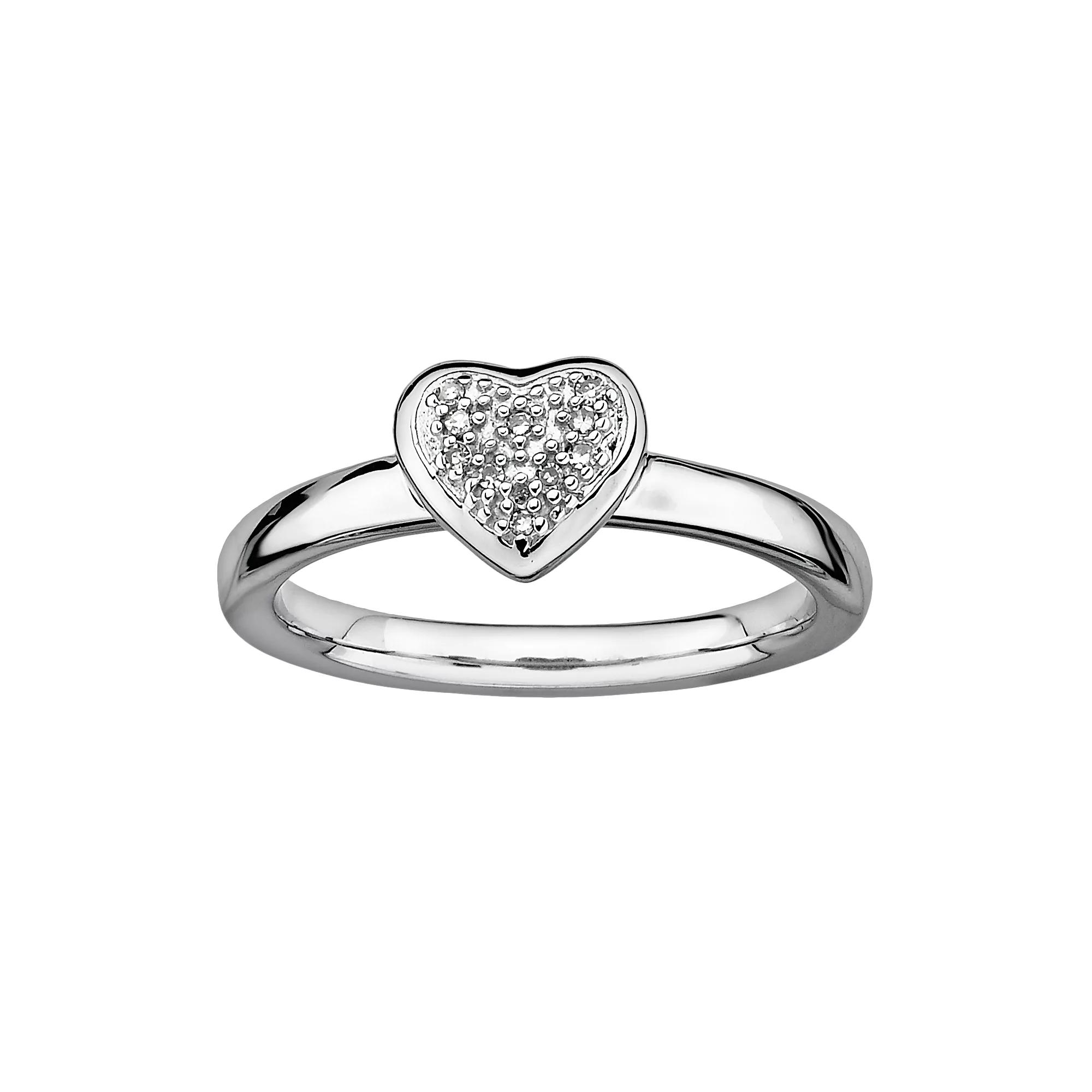 Stacks & Stones Sterling Silver Diamond Accent Heart Stack Ring, Women's, Size: 8 Product Image