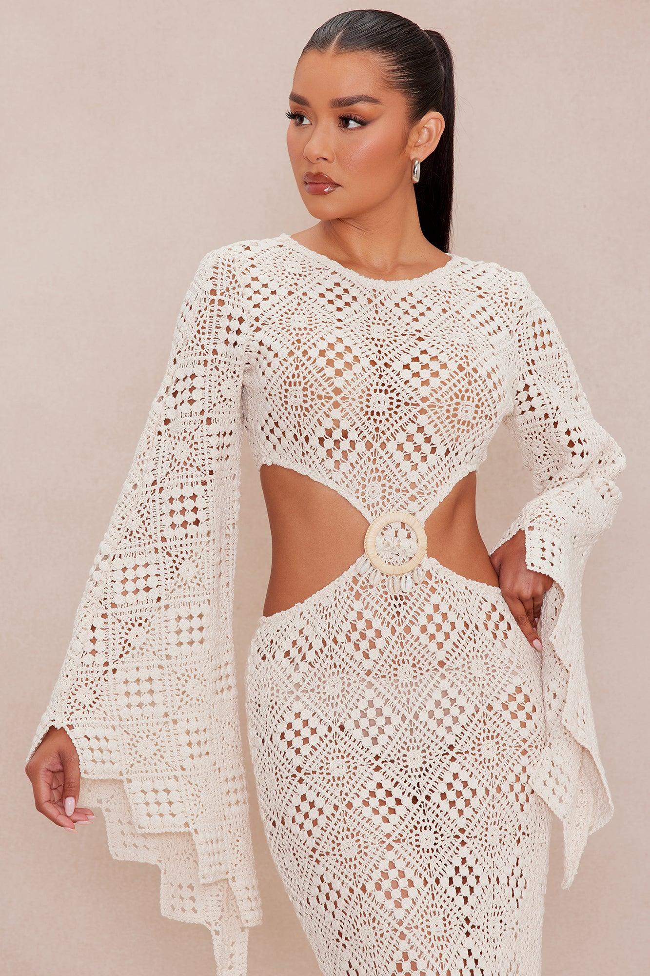 Positano Crochet Maxi Dress - Cream Product Image