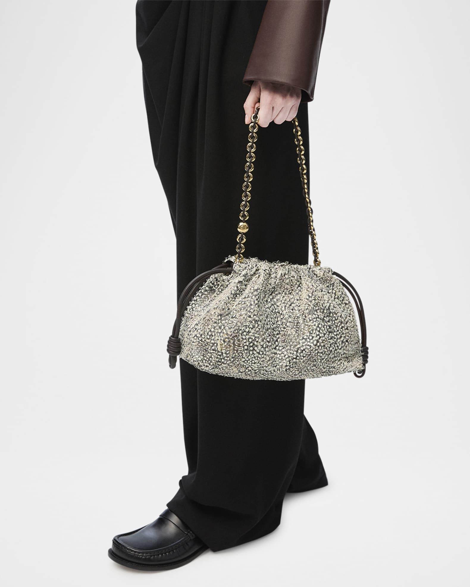 Flamenco Medium Shoulder Bag in Feathered Leather  Product Image