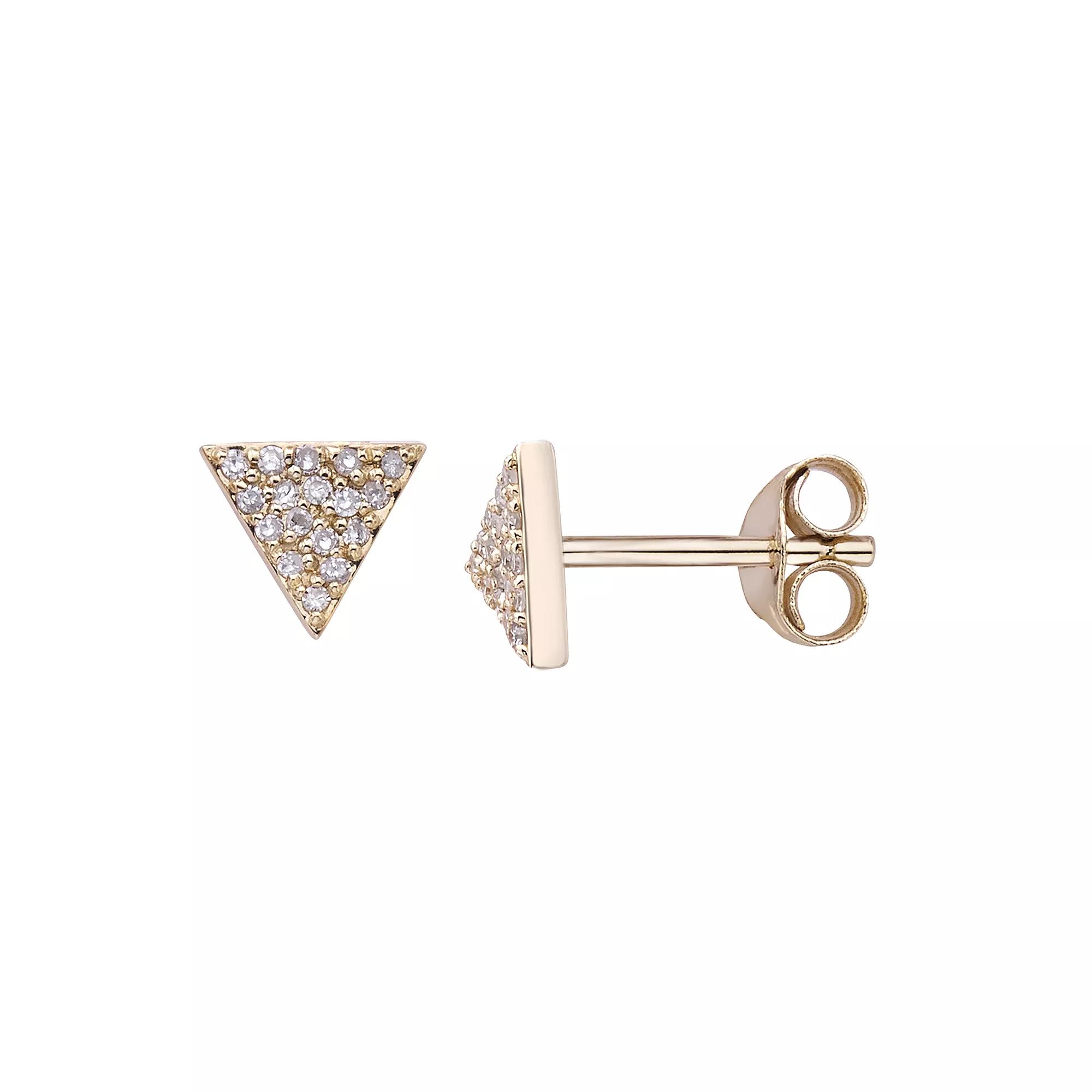 10K Gold 1/10 Carat T.W. Diamond Triangle Earrings, Women's, Yellow Product Image