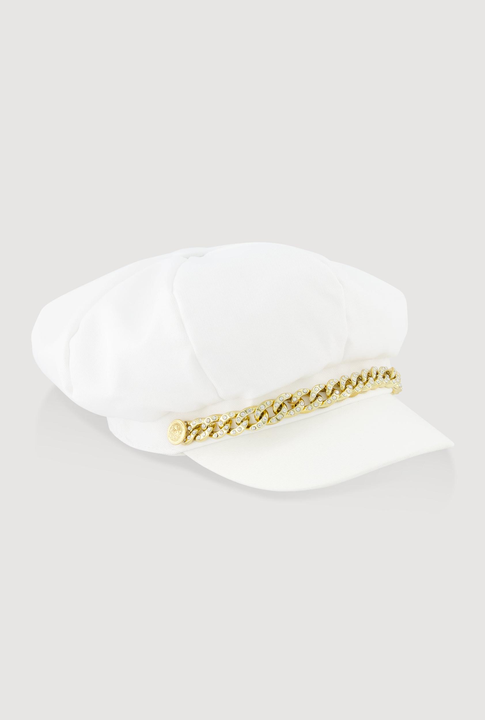 Rhinestone Curb Chain Detail Cabbie Hat Female Product Image