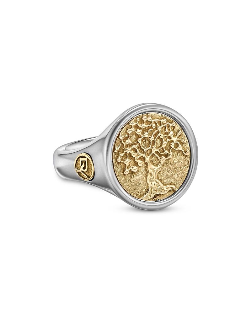 David Yurman Mens Life & Death Duality Signet Ring in Sterling Silver with 18K Yellow Gold Product Image