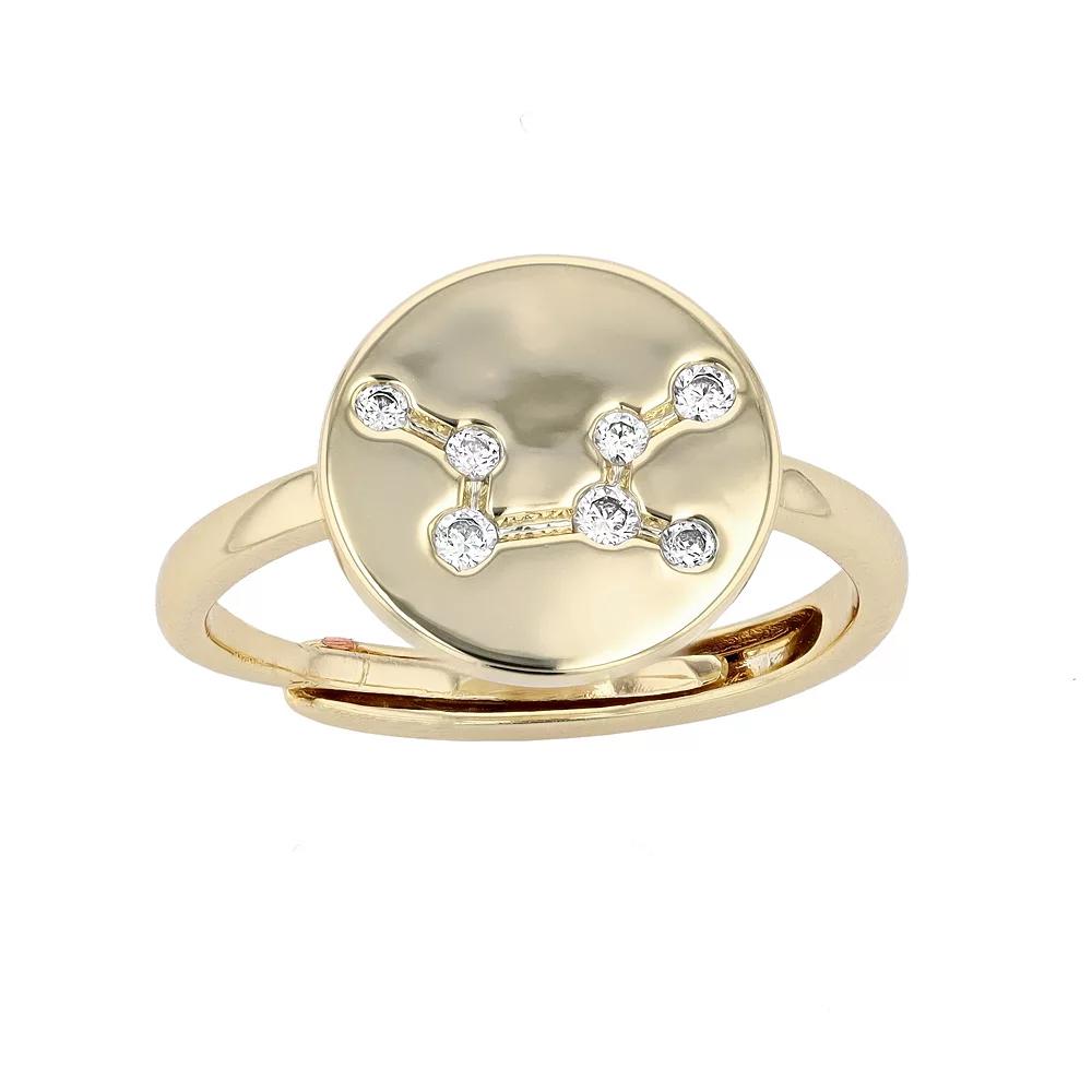 City Luxe Horoscope Cubic Zirconia Disk Horoscope Adjustable Ring, Women's, Gold Tone Scorpio Product Image