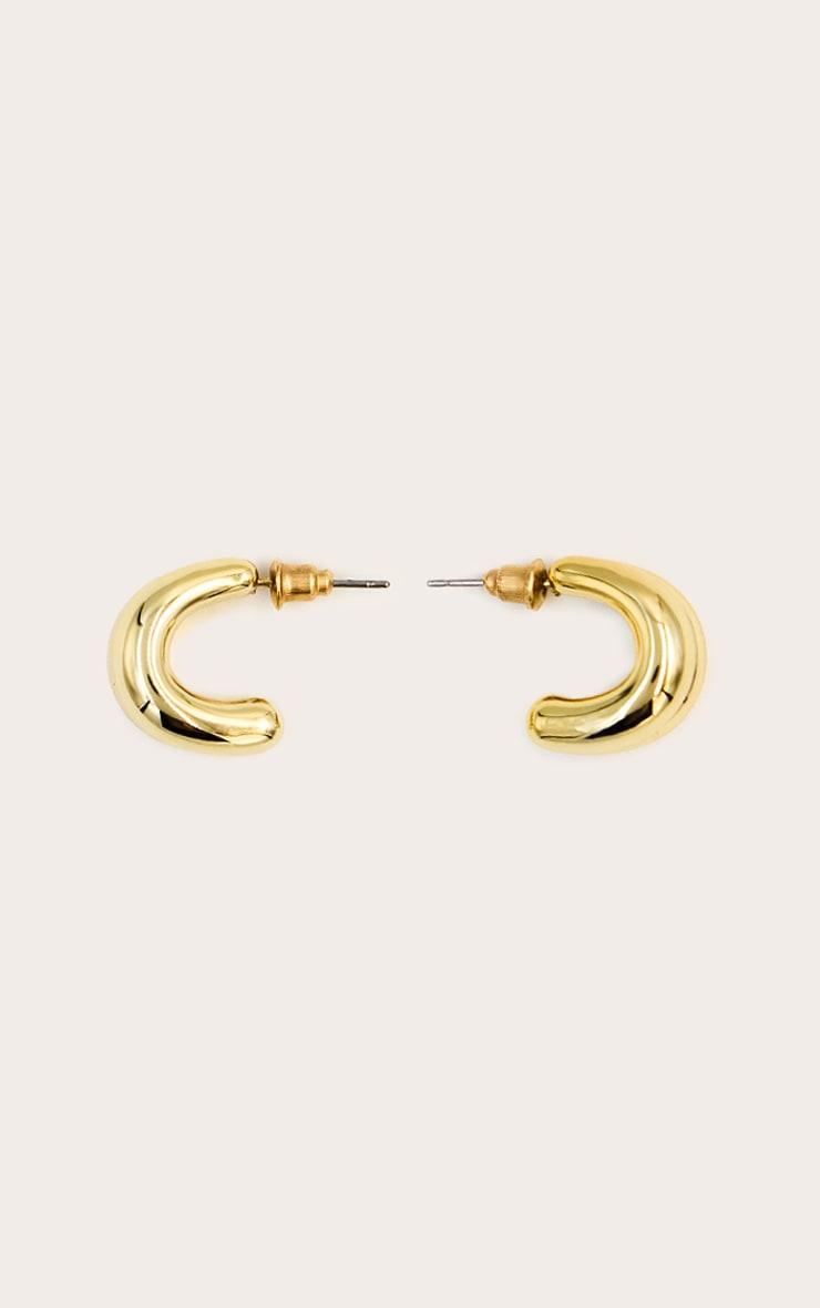 Gold Smooth Double Chunky Hoop Earrings Product Image