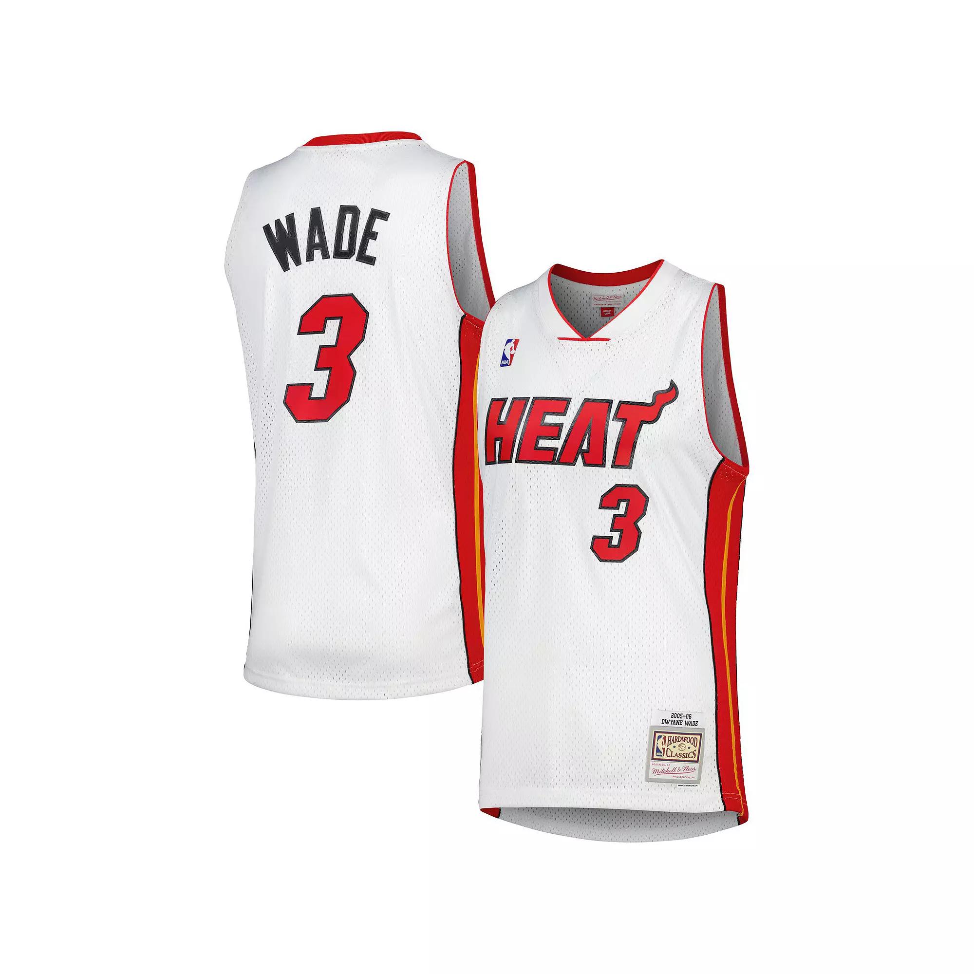 Men's Mitchell & Ness Dwyane Wade White Miami Heat 2001/02 Hardwood Classics Swingman Jersey,  Product Image
