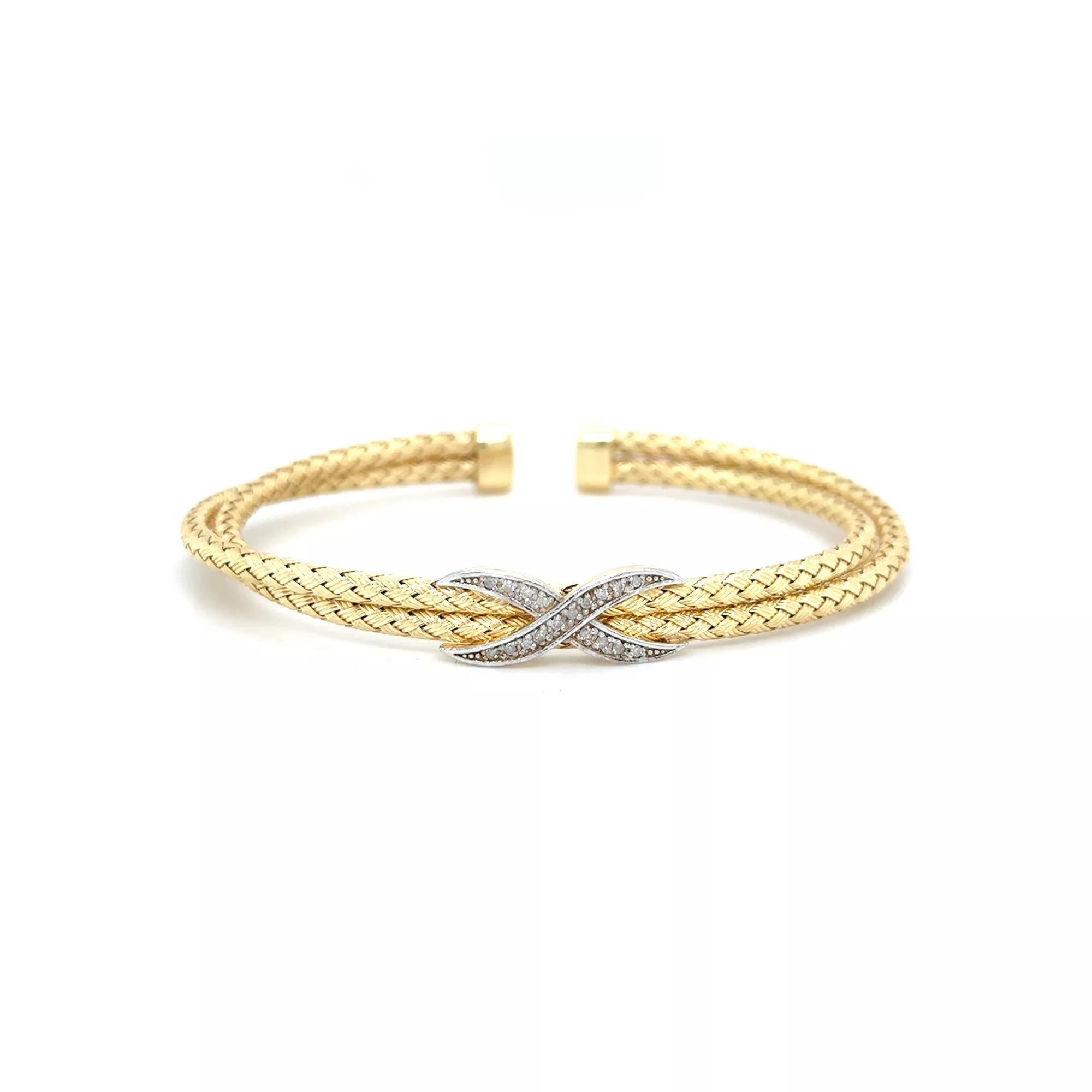Meshmerise Sterling Silver 1/5 Carat T.W. Diamond Infinity Symbol Cuff Bracelet, Women's, Size: 7", Gold Tone Product Image