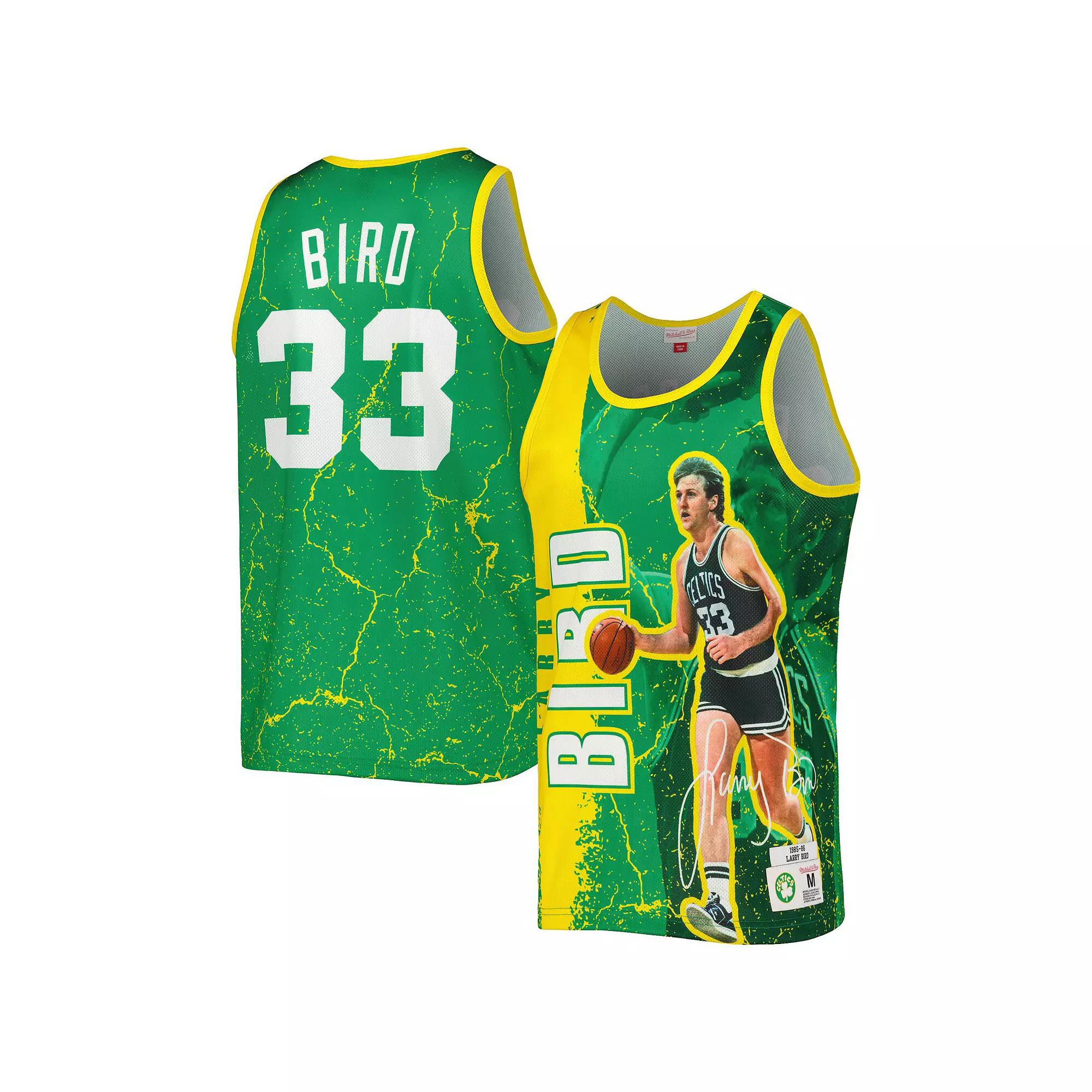 Men's Mitchell & Ness Larry Bird Kelly Green Boston Celtics 1985-86 Hardwood Classics Player Burst Tank Top,  Product Image