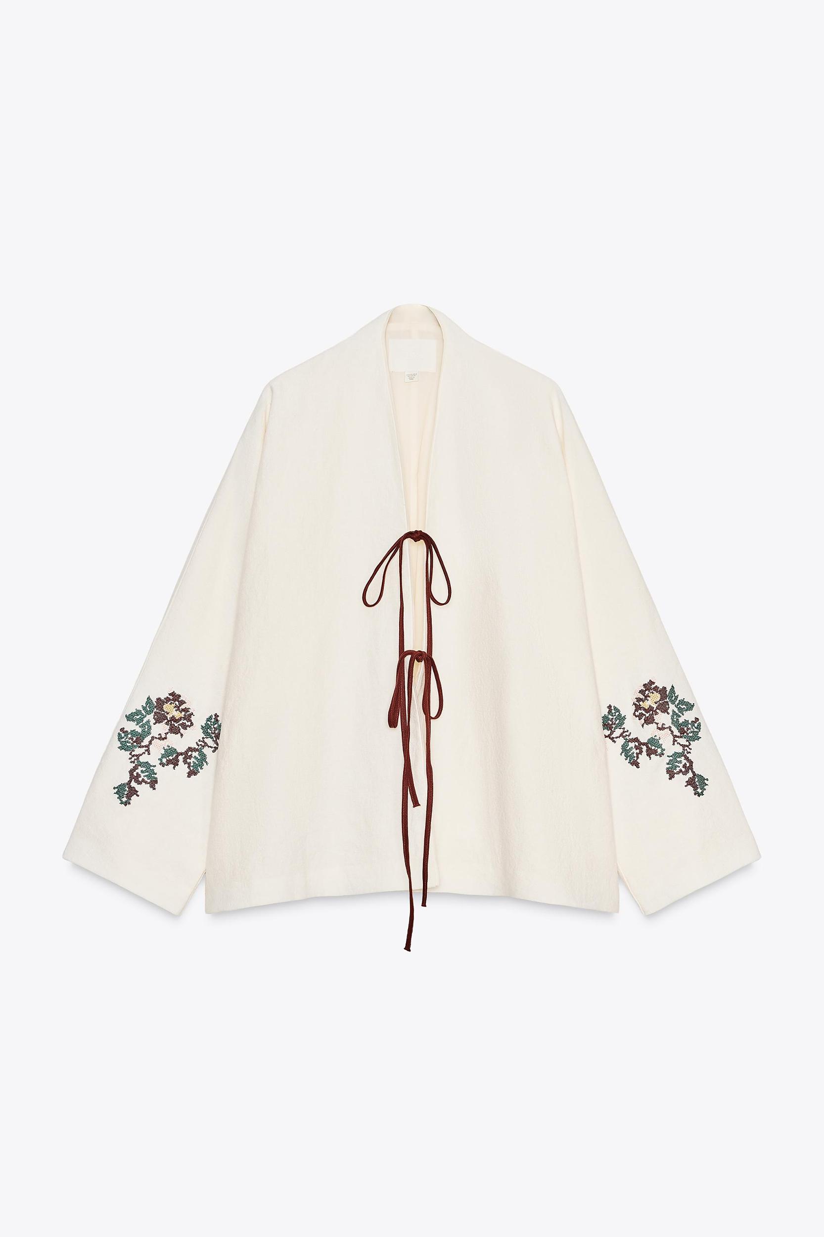 100% LINEN EMBROIDERED KIMONO Product Image