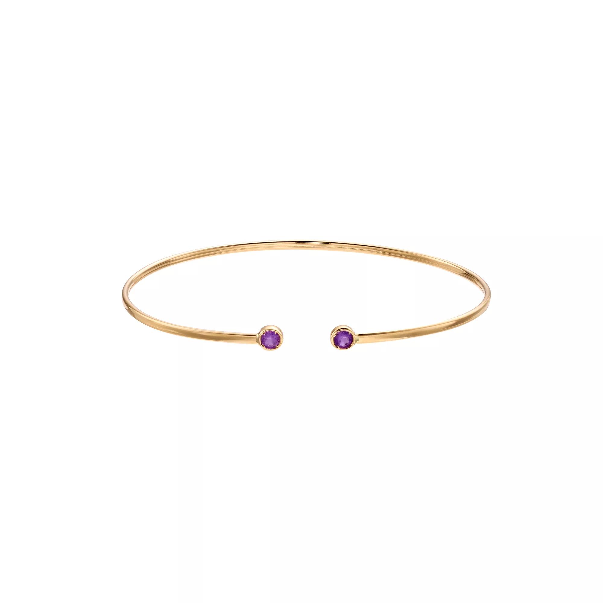 14k Gold Amethyst Cuff Bracelet, Women's Product Image