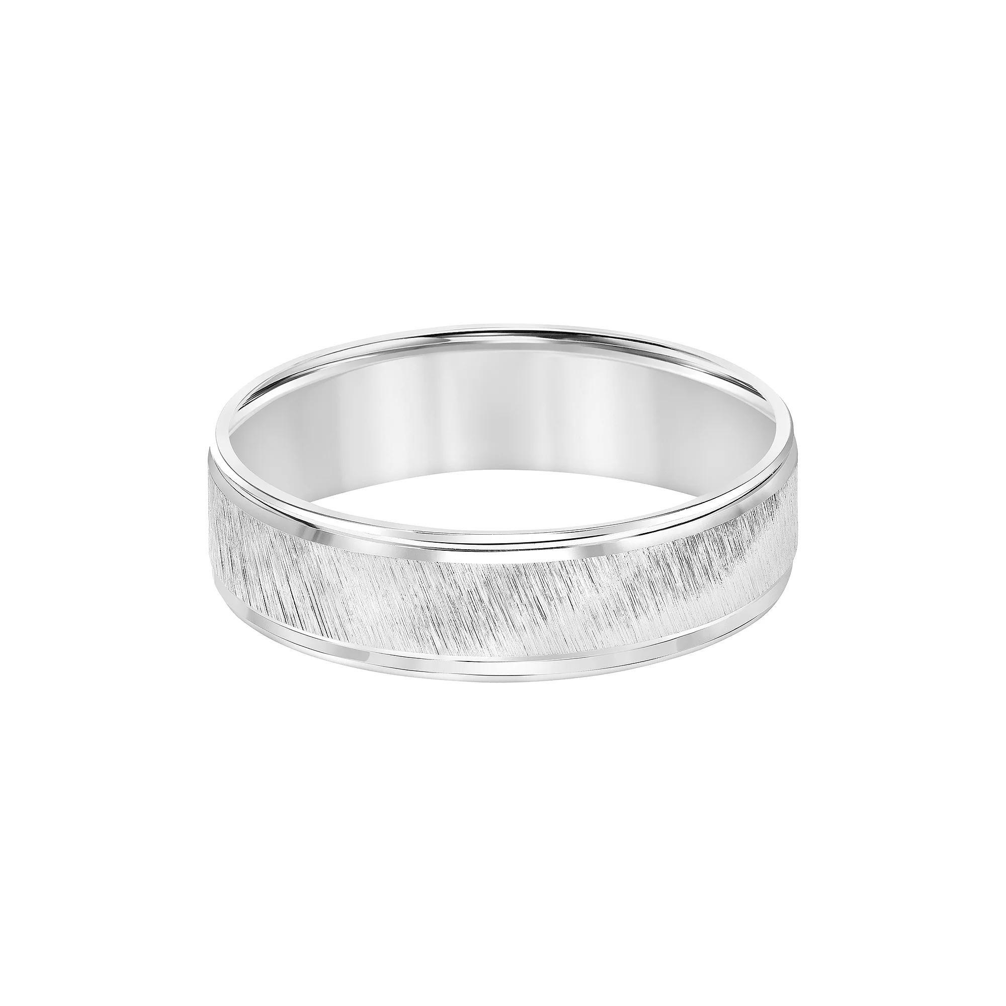 Men's AXL 14k White Gold Diagonal Brushed Wedding Band, Size: 10, 14k Whgold Product Image
