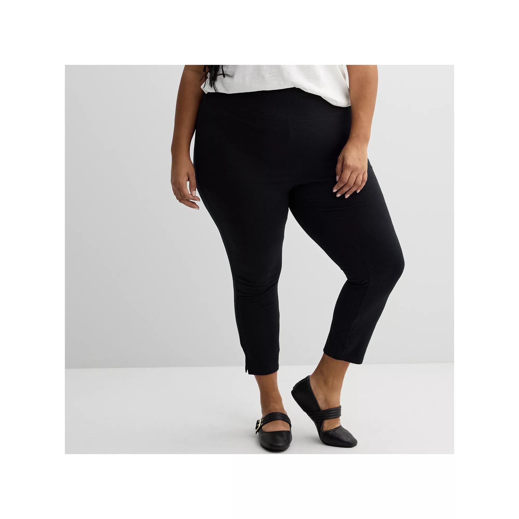 Plus Size Sonoma Goods For Life® 7/8 Split Hem Leggings, Women's, Size: 3XL, Pitch Black Product Image