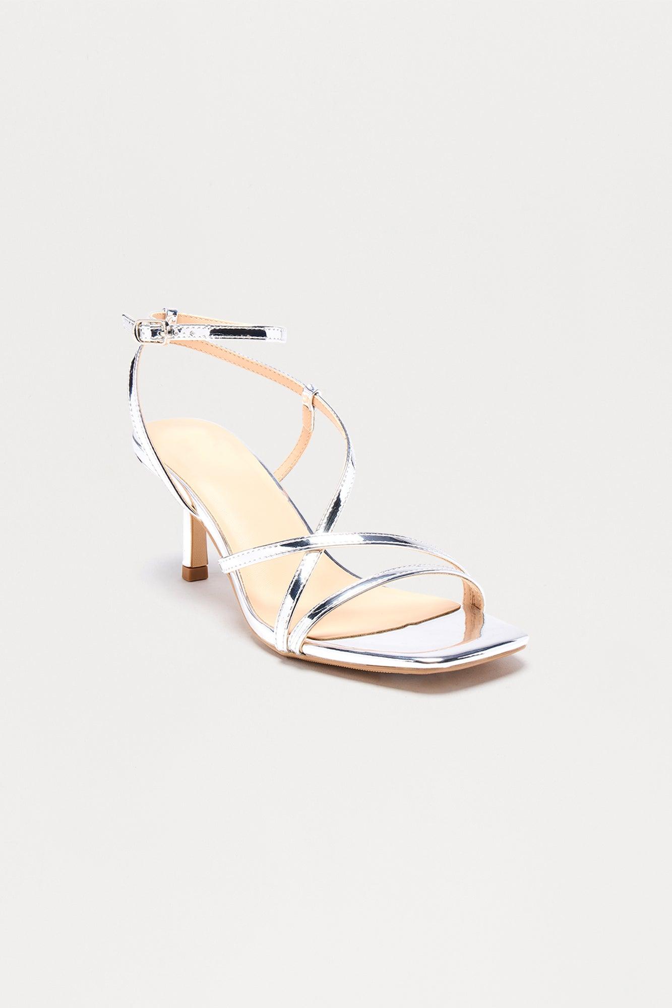 Lorah Ankle Strap Heels - Silver Female Product Image