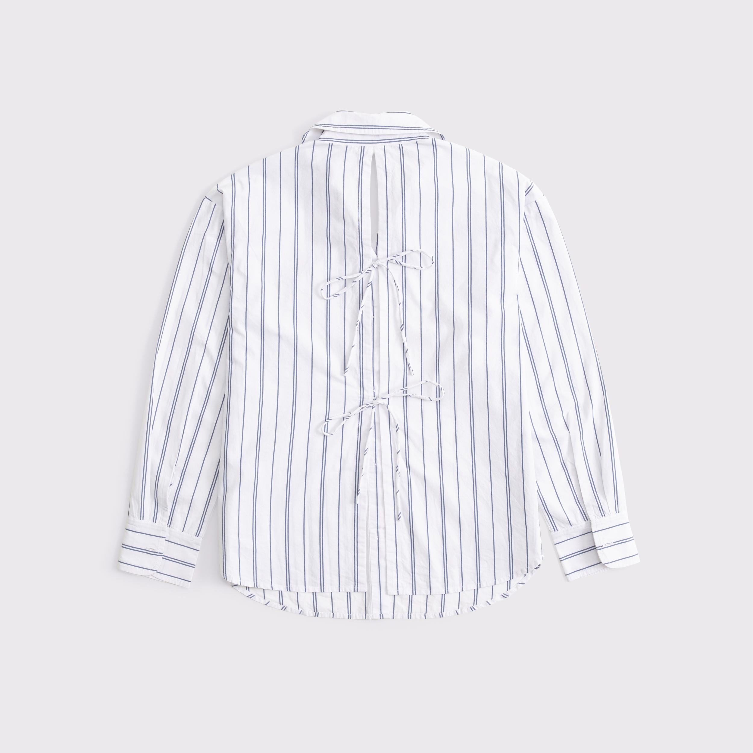 Oversized Tie-Back Poplin Shirt Product Image