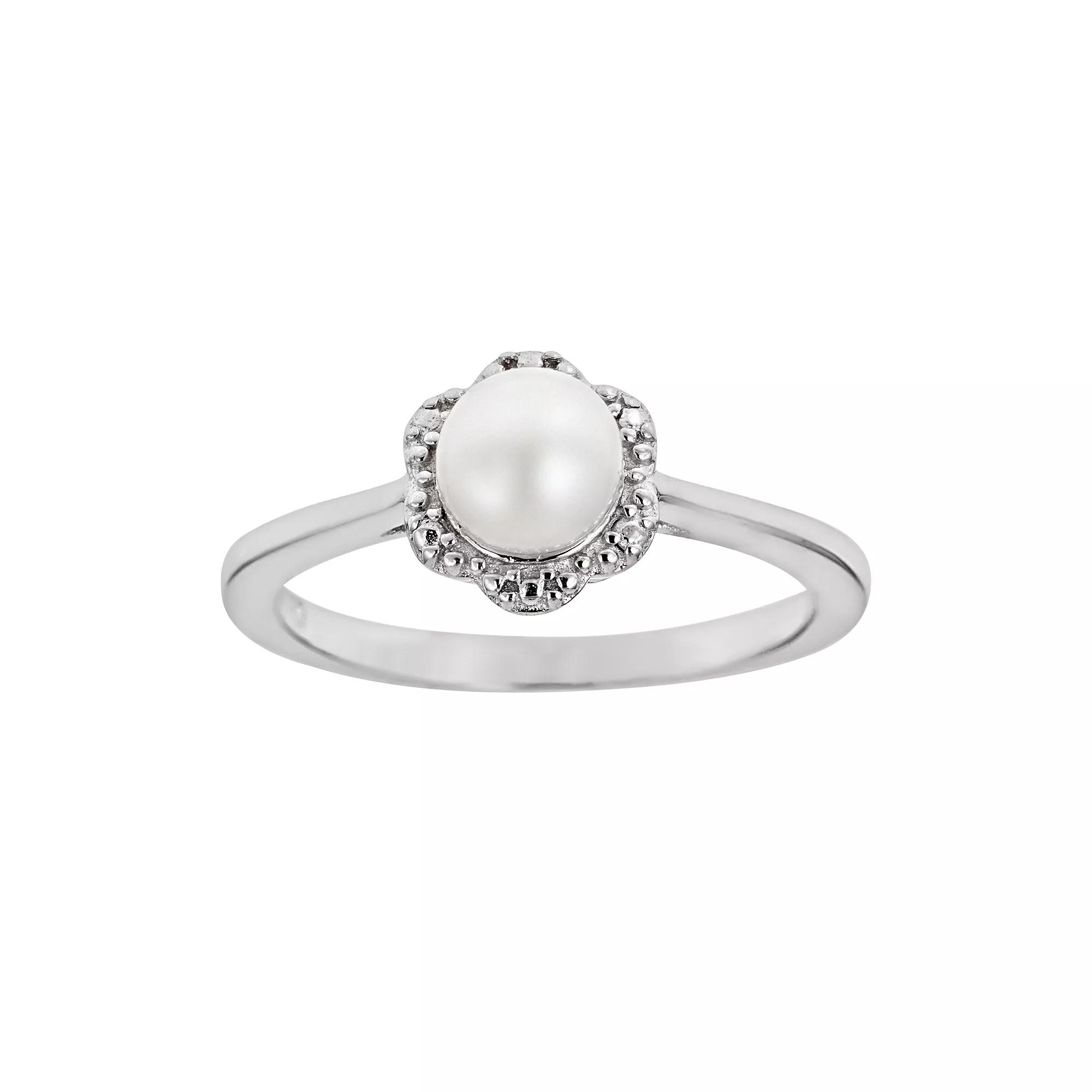 Celebration Gems Sterling Silver Freshwater Cultured Pearl Studded Flower Ring, Women's,  Product Image