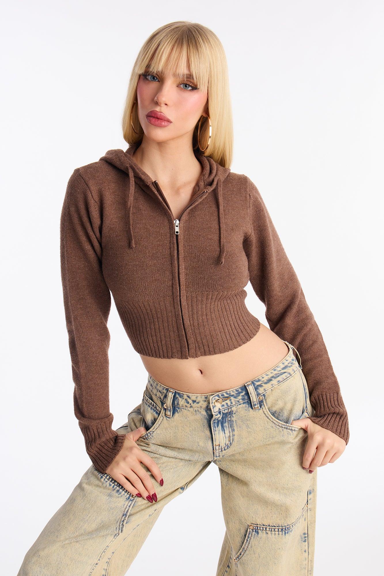 CozyCash Sweater Zip Up Hoodie - Chestnut Female Product Image