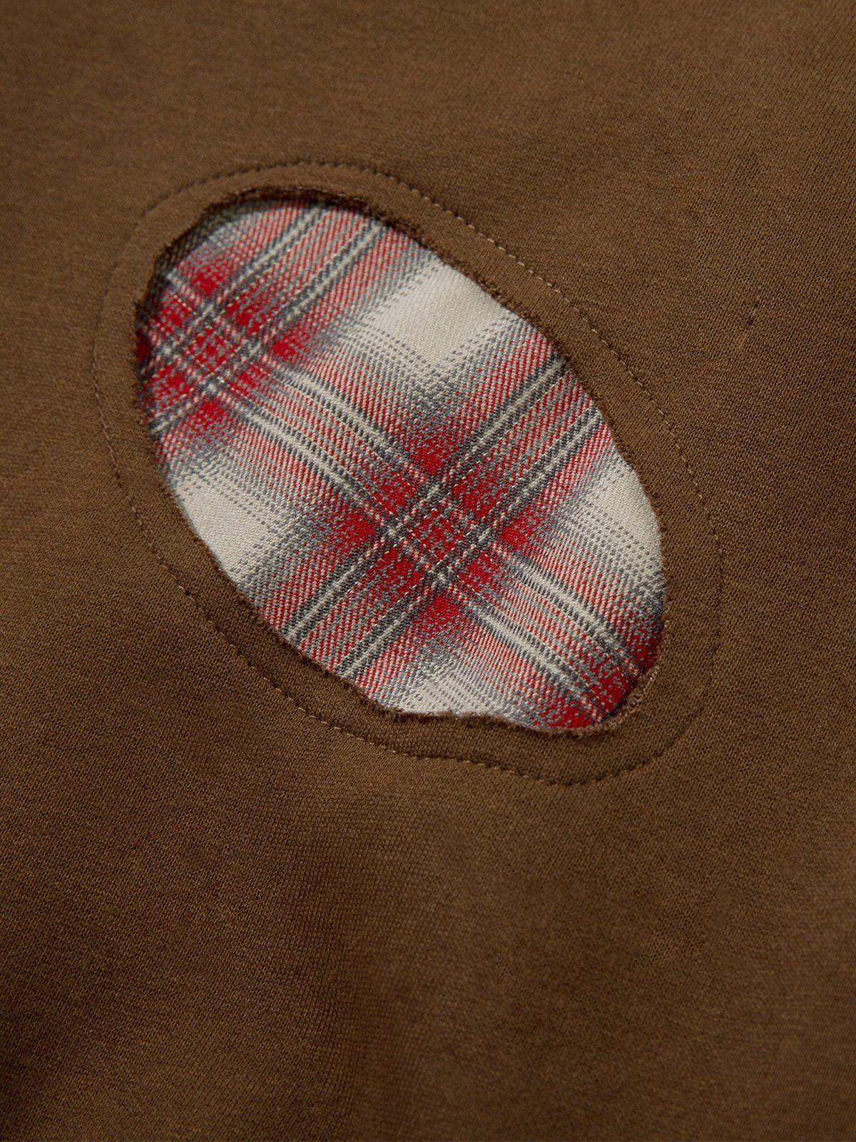 Aelfric Eden Irregular Plaid Patchwork Zip Up Hoodie Product Image