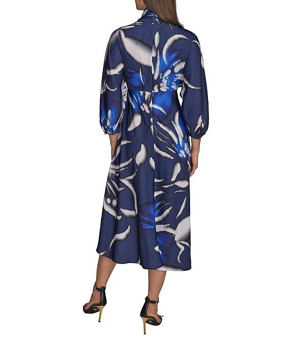 Donna Karan Empire Waist Floral Print Midi Dress Product Image
