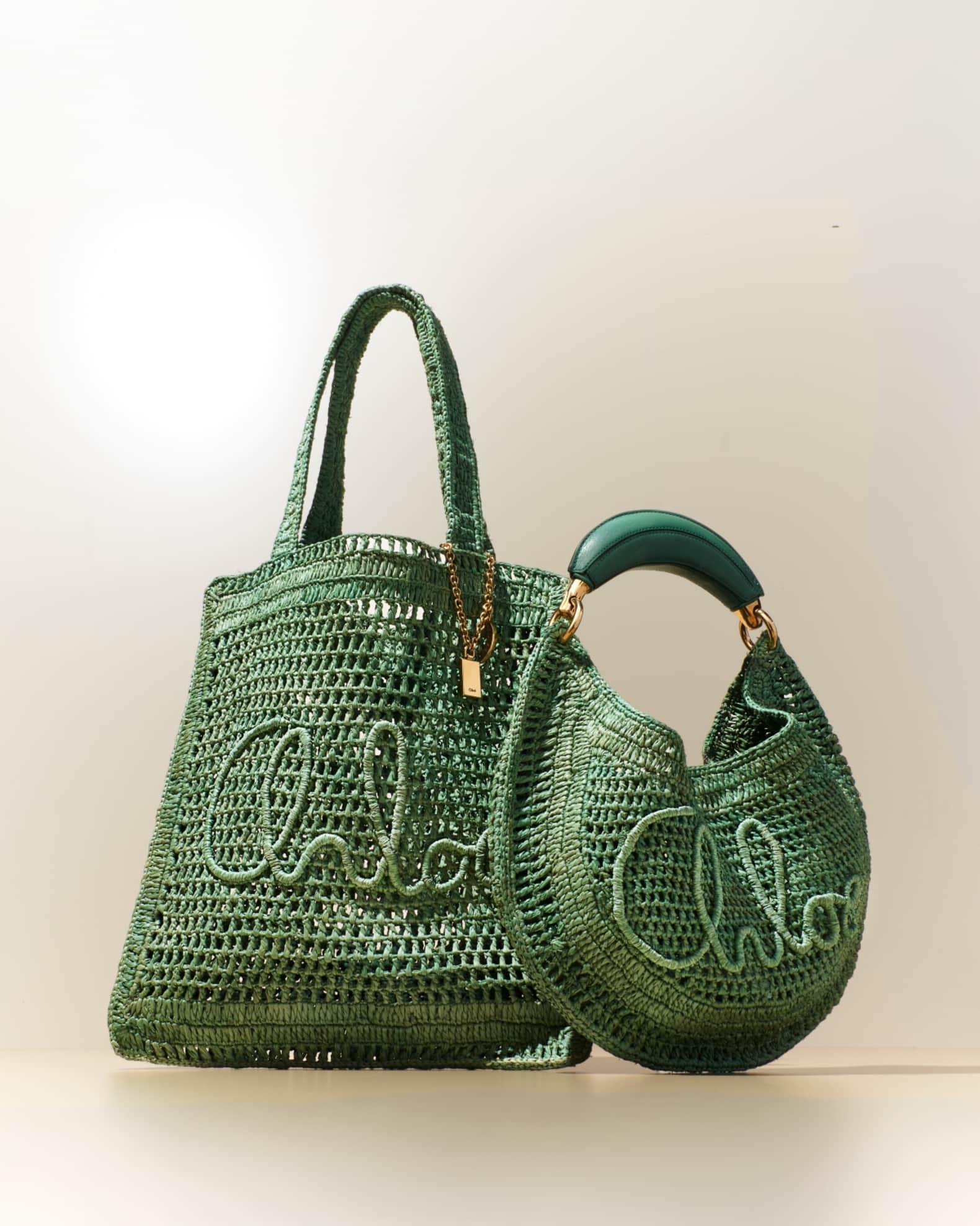 Summer Banana Top-Handle Bag in Crochet Fabric  Product Image
