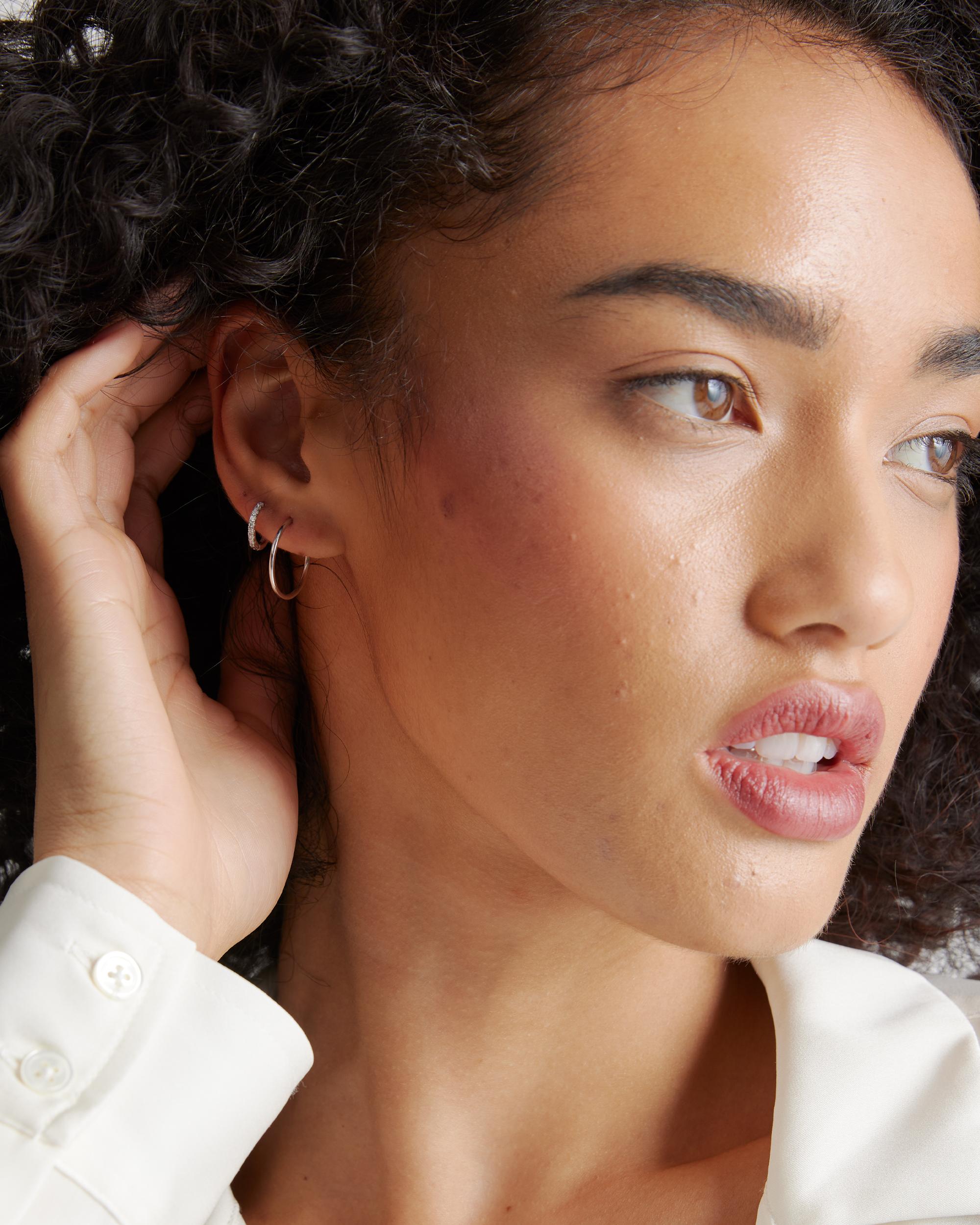 Quince | Women's 14K Gold Pave Diamond Single Huggie Product Image