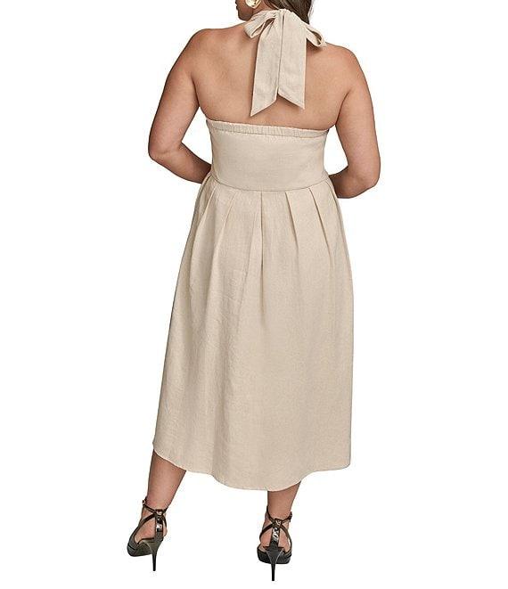 Donna Karan Plus Size Halter Neck A-Line Midi Dress Product Image