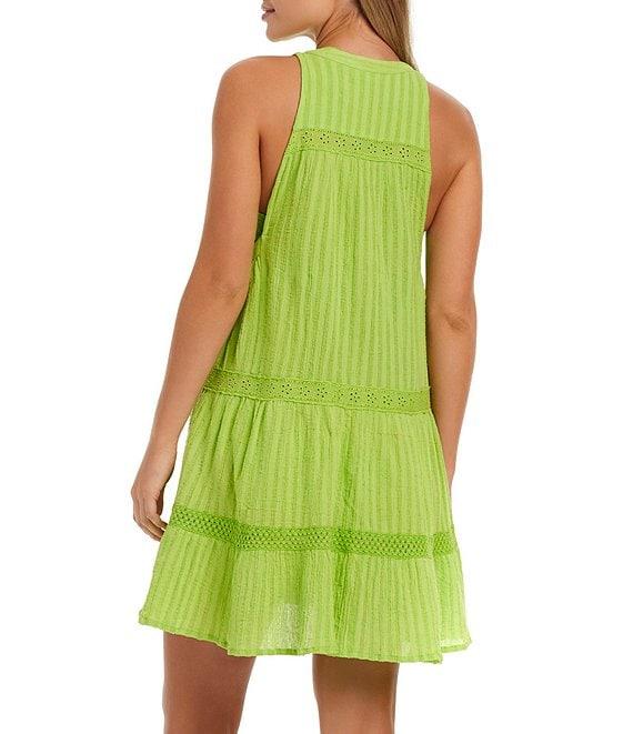 Jessica Simpson Boho Jacquard Crew Neck Swim Cover-Up Dress Product Image