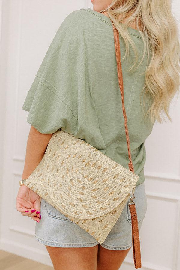 Cocktail Hour Raffia Woven Clutch in Beige Product Image