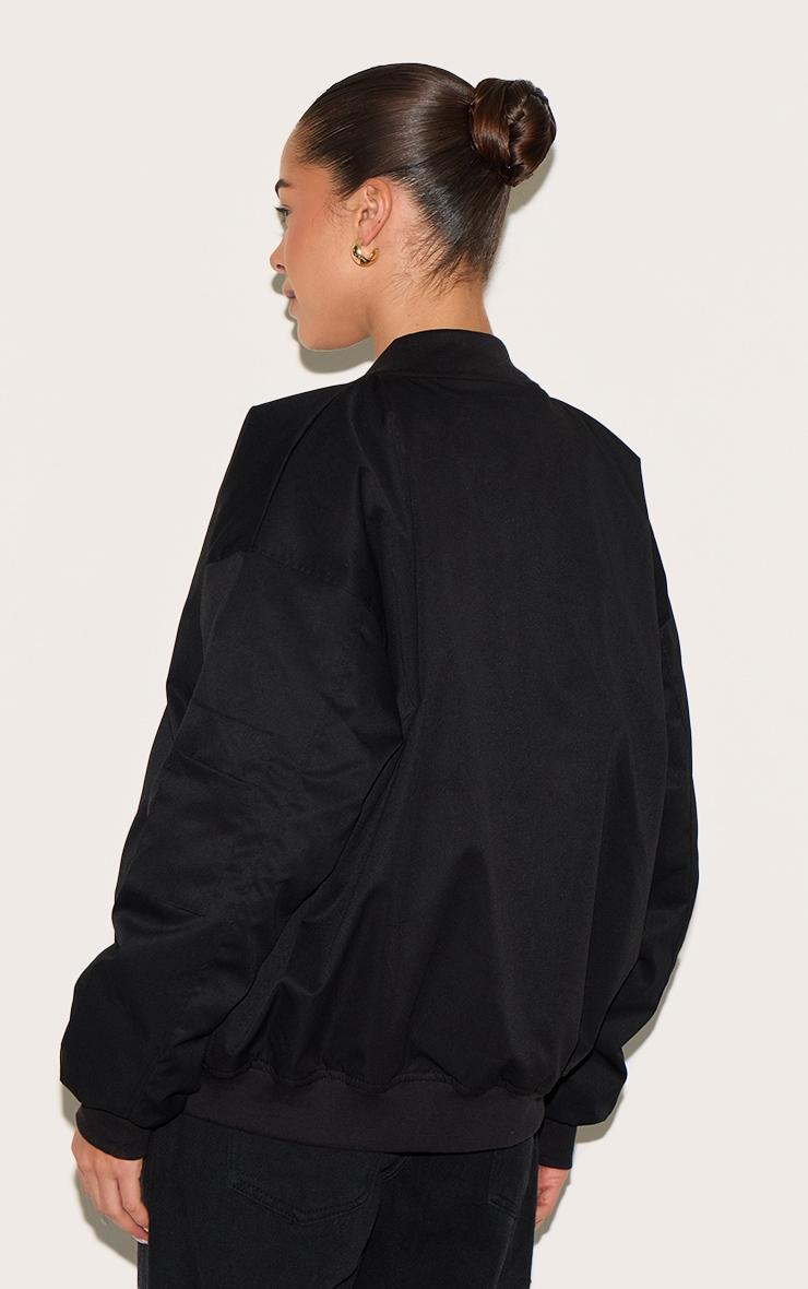  Black Classic Oversized Bomber Jacket Product Image