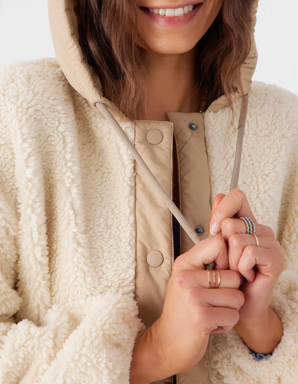 O'NEILL Meena High Pile Womens Quilted Jacket - Cream Combo Product Image