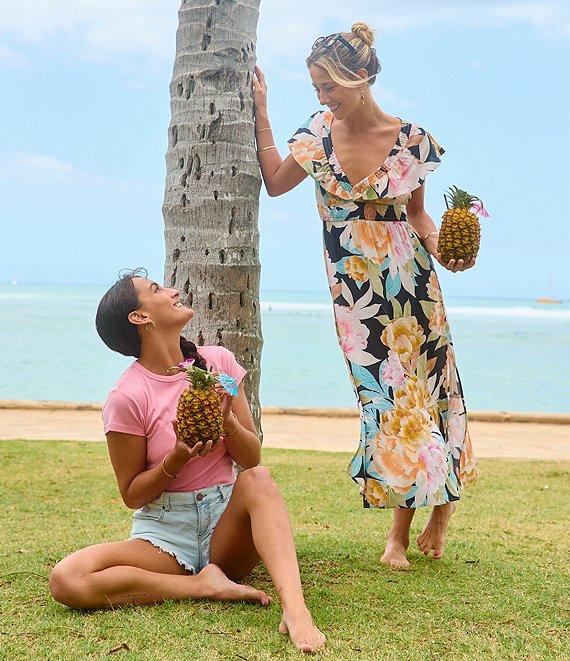 O'Neill Zetta Flutter Sleeve Tropical Floral Print Midi Dress Product Image