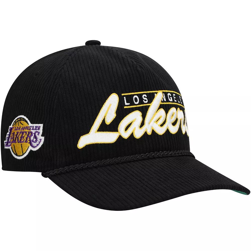 Men's '47 Black Los Angeles Lakers Double Header Sidepatch Cord Hitch Adjustable Hat Product Image