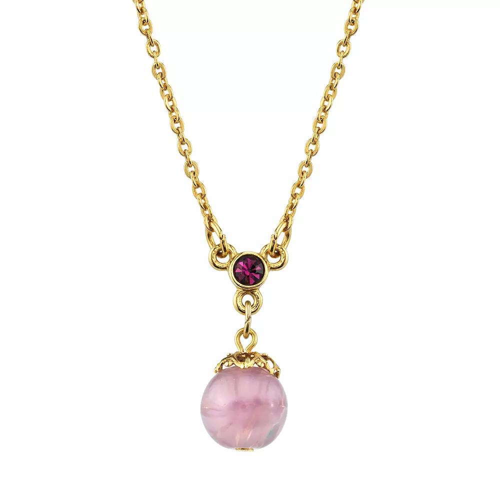 1928 Jewelry Gold Tone Light Amethyst Colored Bead Pendant Necklace, Women's, Purple Product Image