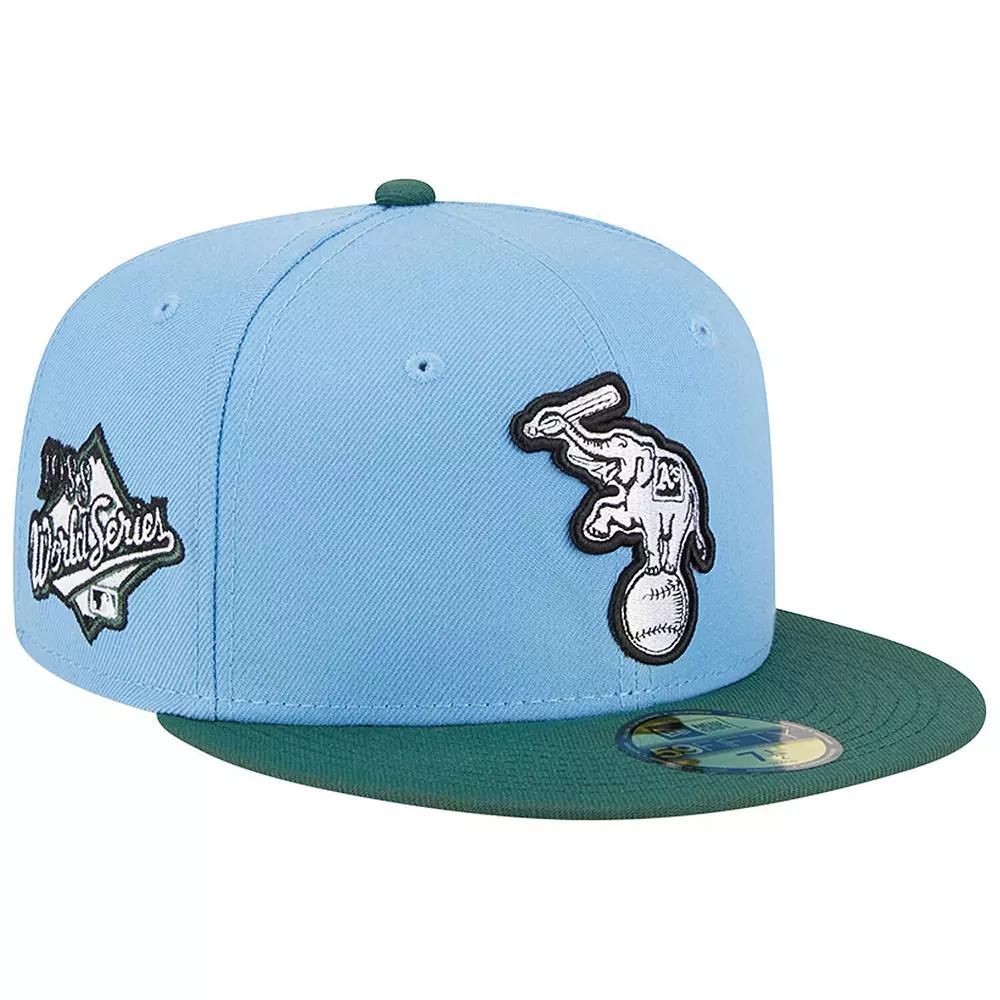 Men's New Era Sky Blue/Cilantro Oakland Athletics 1988 World Series 59FIFTY Fitted Hat,  Product Image